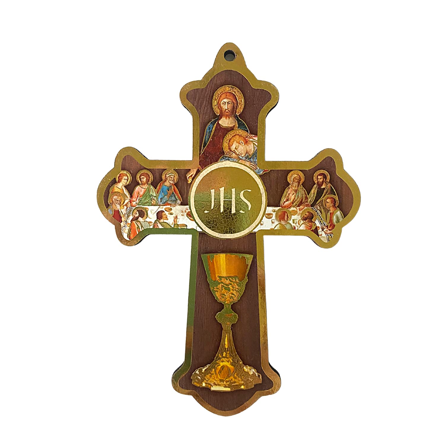 First Communion Cross - 4.5 Inch Wooden Wall Hanging for Catholic Youth Gifts & Home Decor