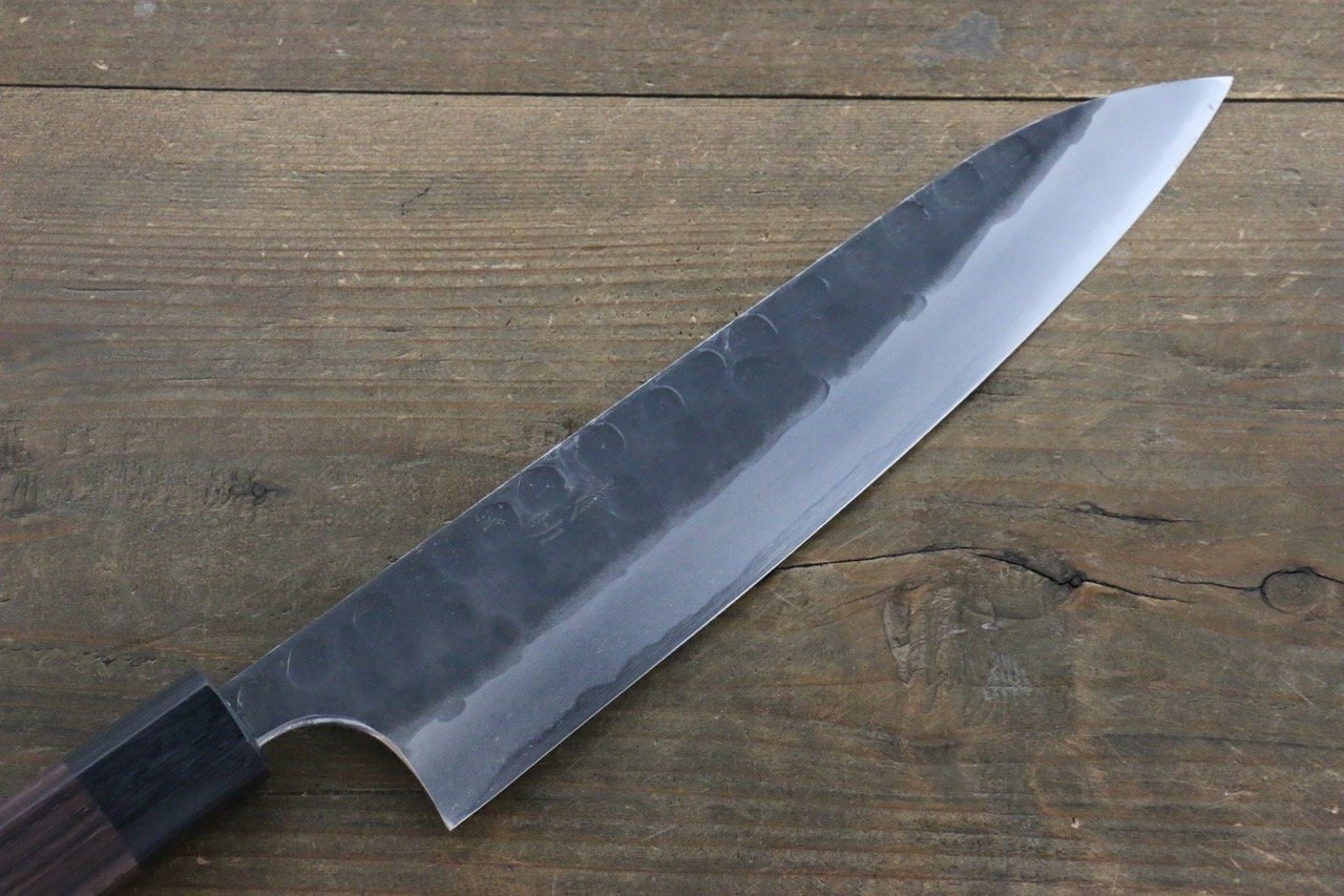 Premium Seisuke Blue Steel No.2 Hammered Kurouchi Gyuto Japanese Chef Knife 210mm with Shitan Handle - Perfect for Sushi, Meat Cutting & Professional Kitchen Use