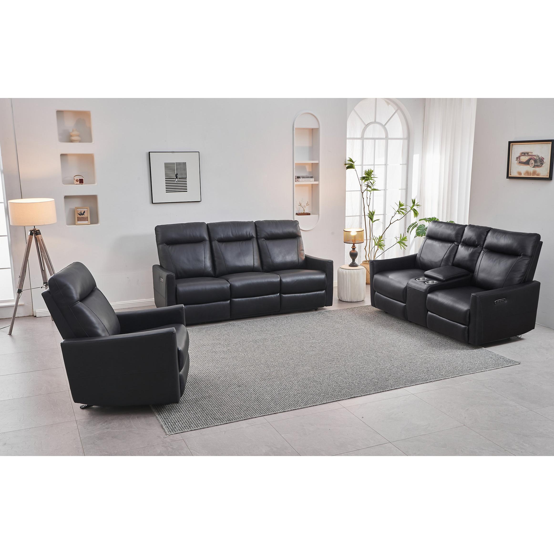 IFDC IF 8005 Power Reclining Leather & Faux Leather Canapé Sofa - Perfect for Living Room, Home Theater & Relaxation