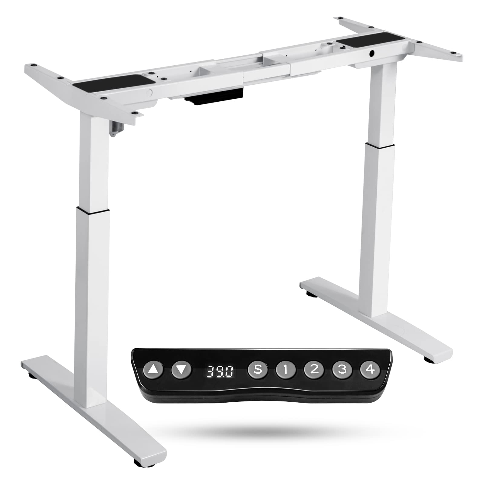 COSTWAY Electric Standing Desk Frame - Adjustable Height & Width, Ergonomic Sit to Stand Workstation Base with Memory Controller for Home Office (White, Frame Only) | Perfect for Remote Work, Gaming Setup & Study Desk