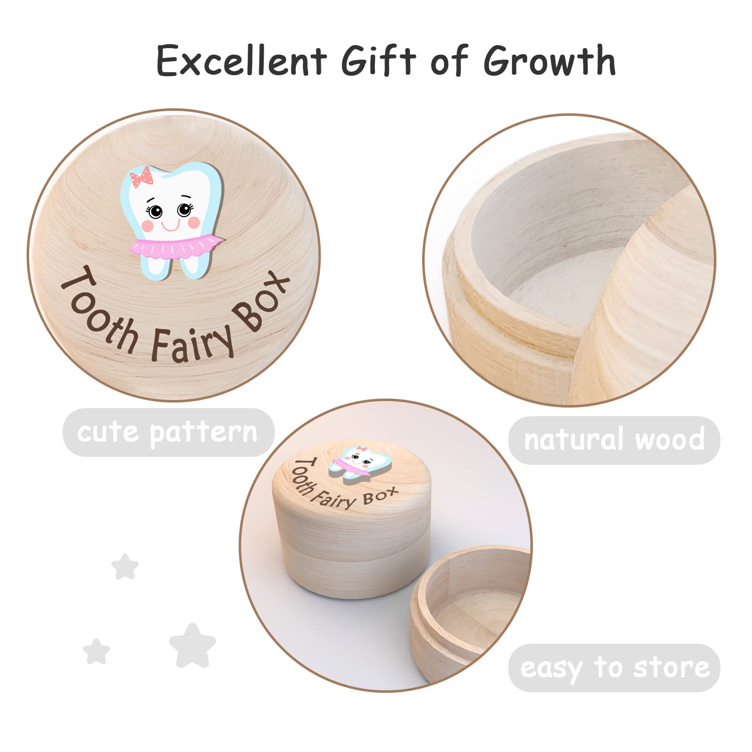 Sweet Tooth Fairy Keepsake Box for Kids - Hand-Carved Wooden Tooth Storage with 3D Tooth Design | Perfect for Lost Tooth Collection, Tooth Fairy Gifts & Childhood Memories | Portable Keepsake Box for Boys & Girls