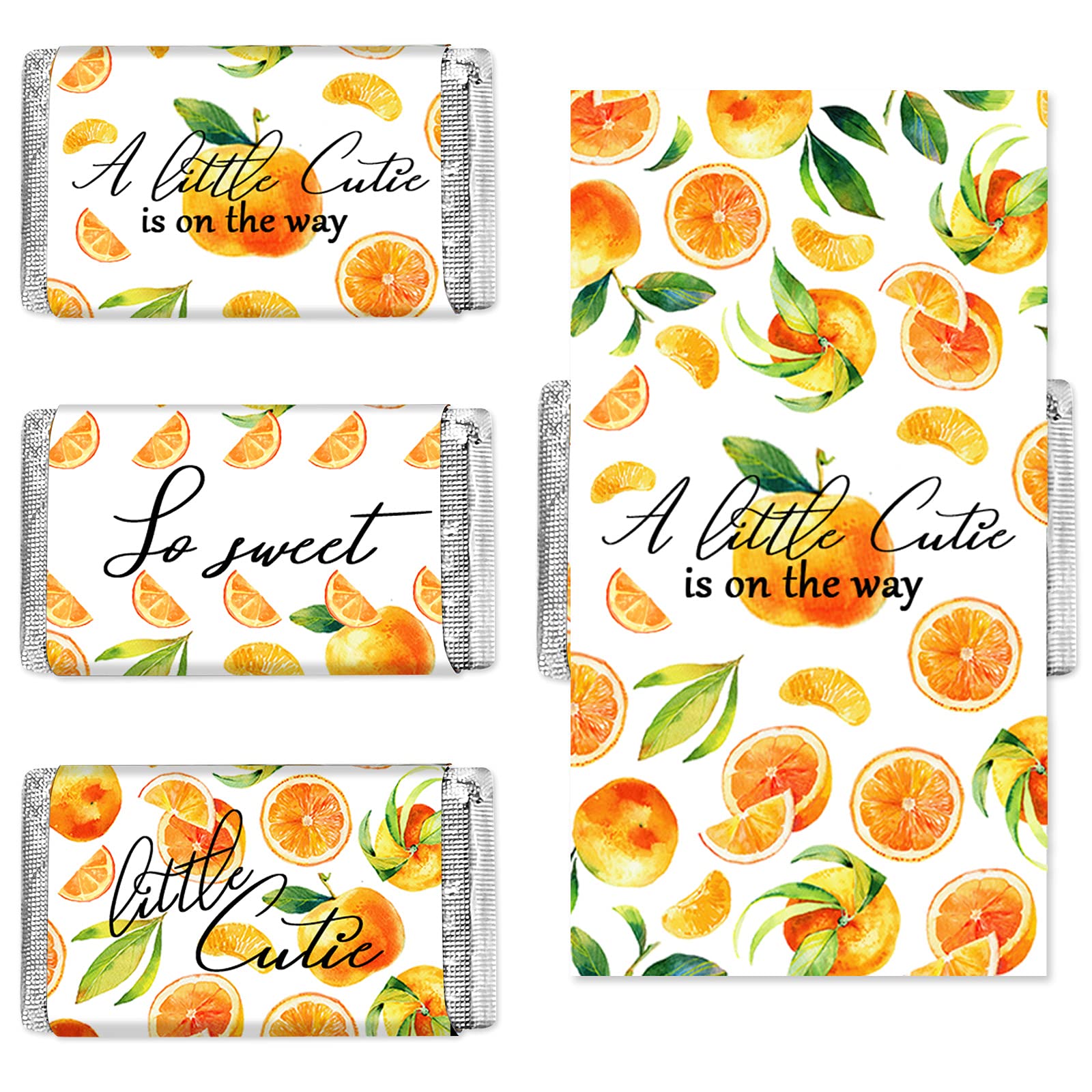 90 Pieces Little Cutie Candy Wrappers - Sweet Baby Shower Decorations, Fruit Orange Candy Stickers for Wedding, Summer Party Supplies | Perfect for Baby Showers, Birthday Parties, Bridal Showers & Candy Buffets