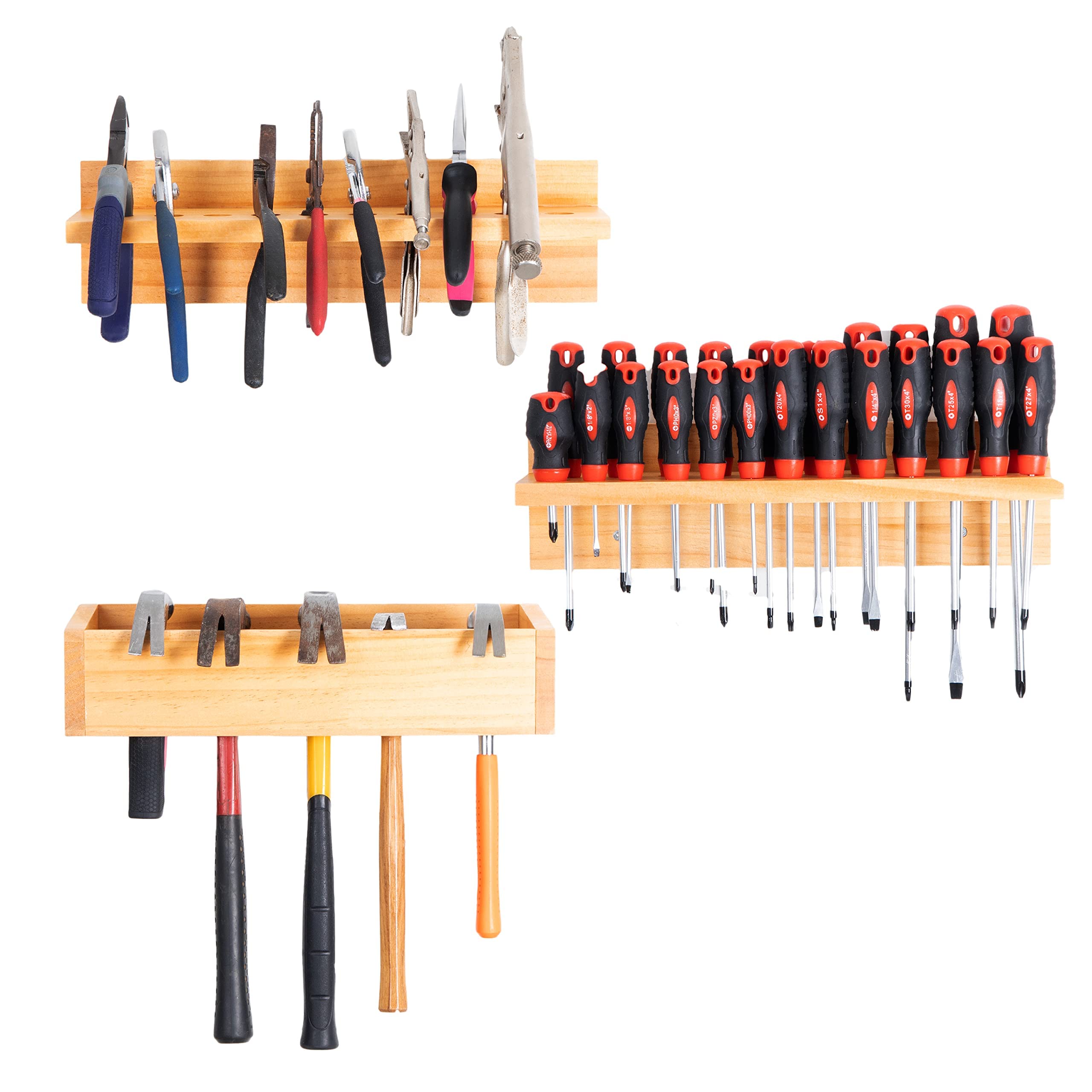 Iron Forge Tools Screwdriver Organizer, Hammer Holder & Pliers Rack - Wall Mounted Workshop Tool Storage for Garage, Shed & DIY Projects - Heavy Duty Metal Hand Tool Organizer for Easy Access & Space Saving