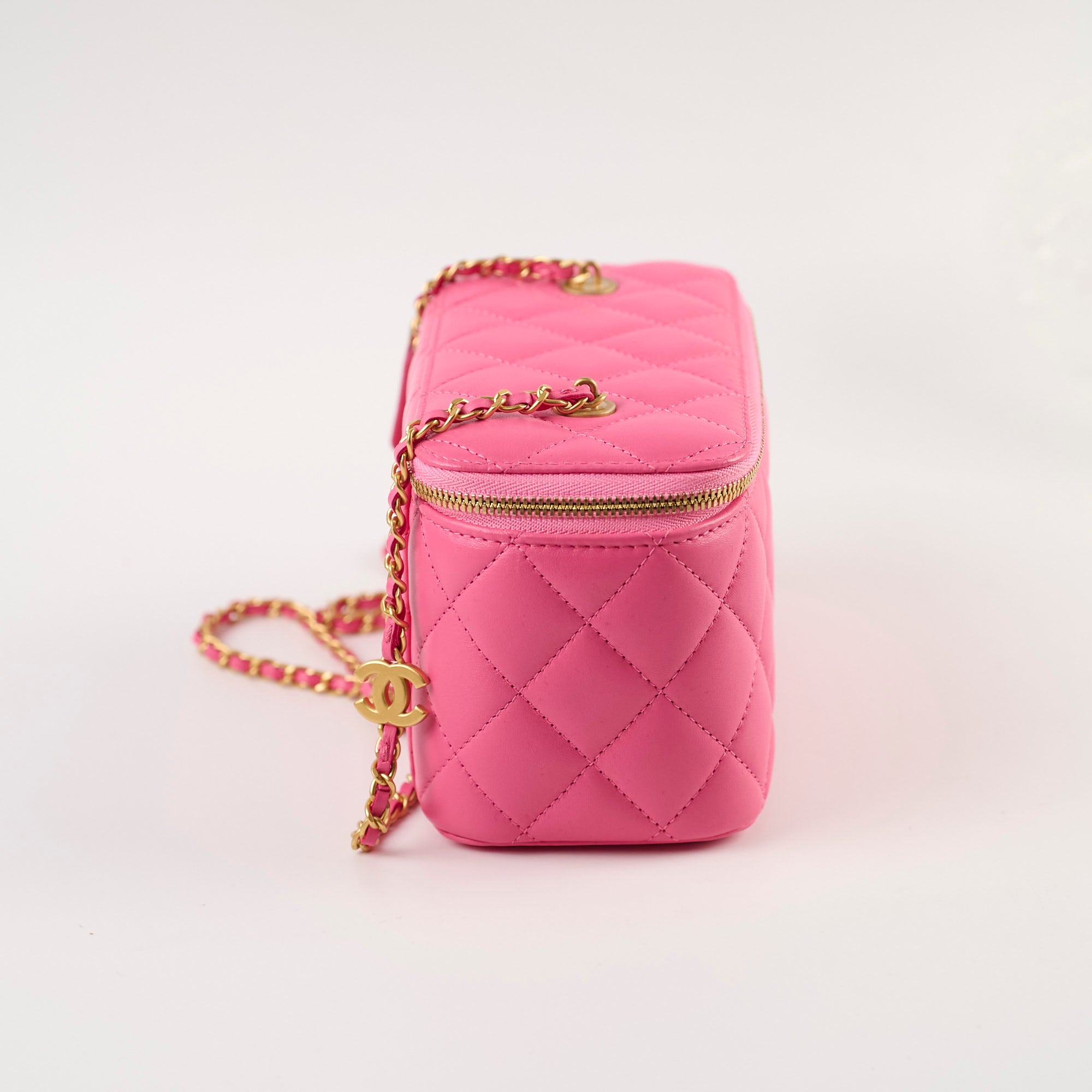 Chanel Pink Vanity Case with Coco Chain - Authentic Luxury Crossbody Bag with Microchip for Women | Perfect for Parties, Date Nights & Special Occasions