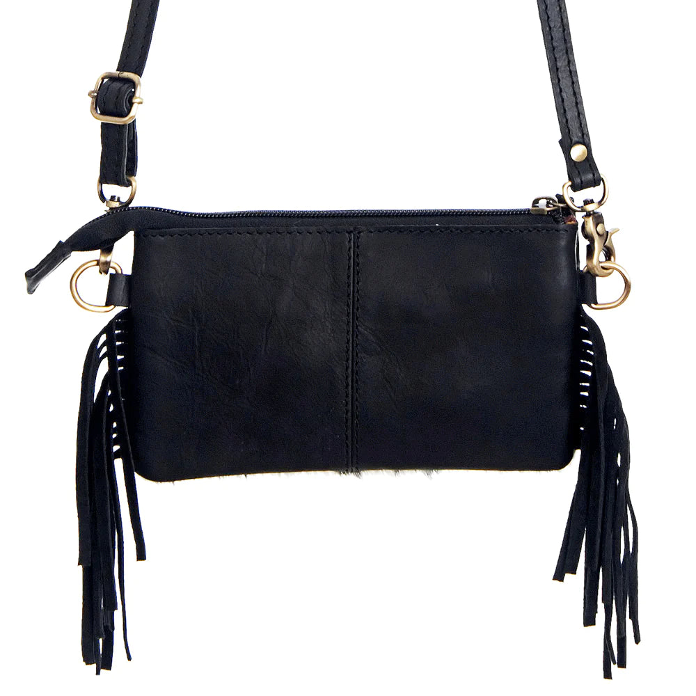 American Darling Fringe Tooled Leather Clutch - Handmade Cowhide Women's Evening Bag for Parties, Weddings & Date Nights