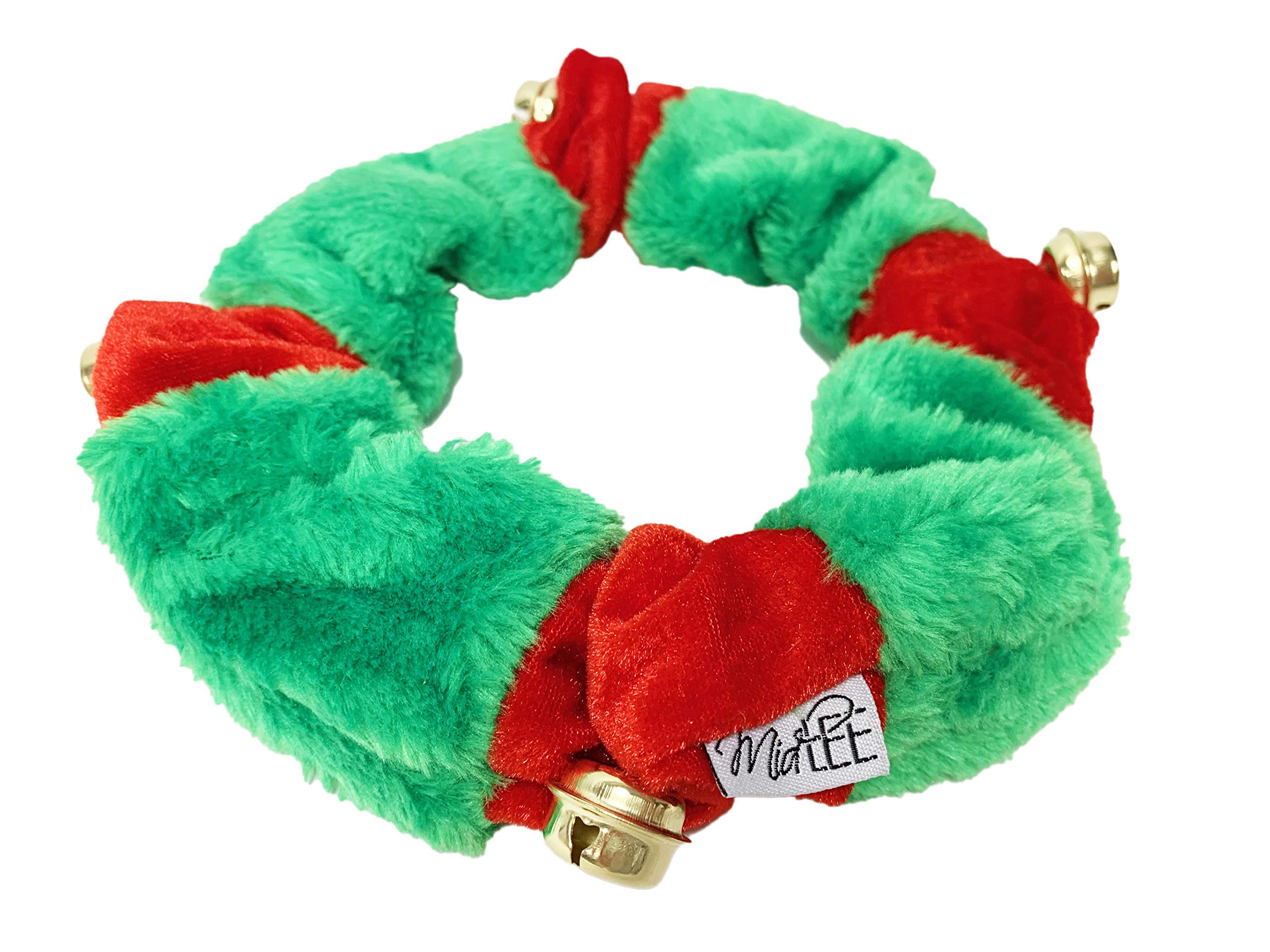 Midlee Reindeer Antlers & Green Red Bell Dog Collar for Large Breeds - Festive Christmas Pet Costume for Holiday Photos & Parties