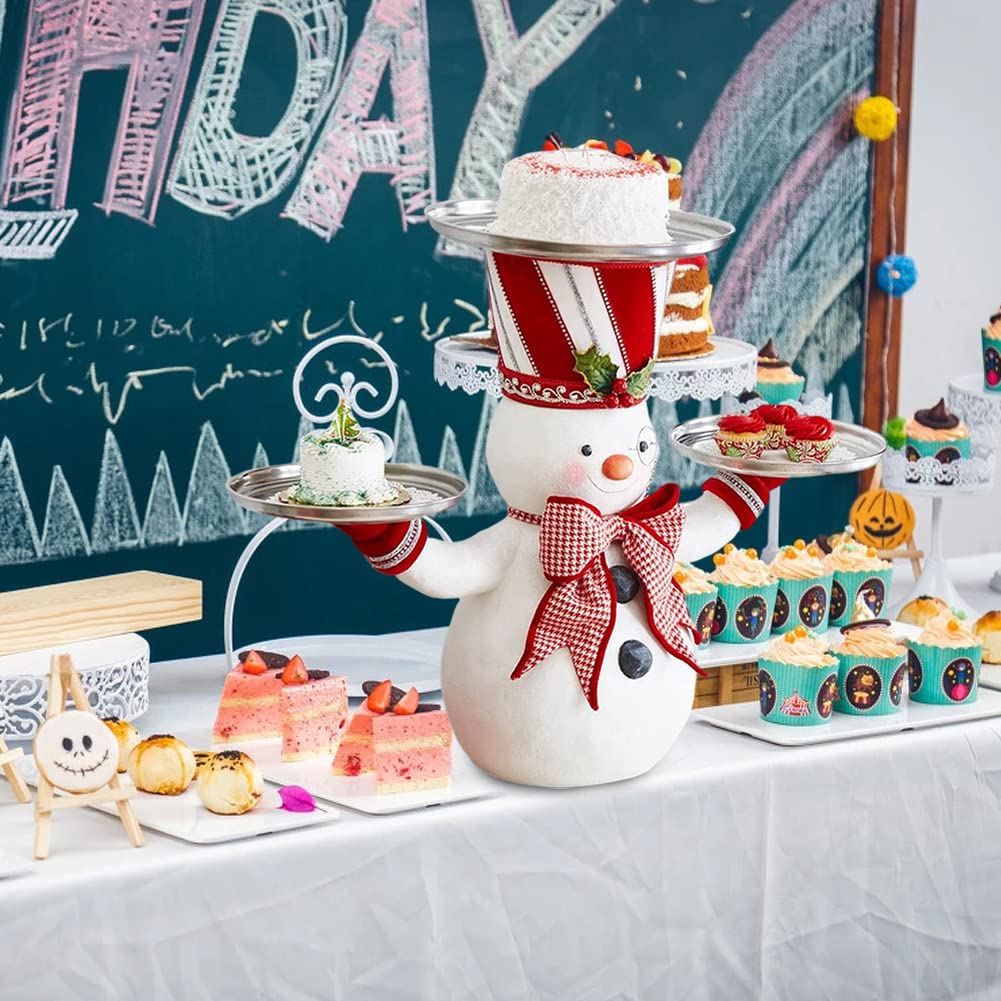 Christmas Snowman Treats Holder - Santa Butler with Tray, Resin Snowman Figure Snack Plate for Holiday Parties, Xmas Decorations (Size) - Perfect for Christmas Table Centerpiece, Gift Exchange & Festive Home Decor