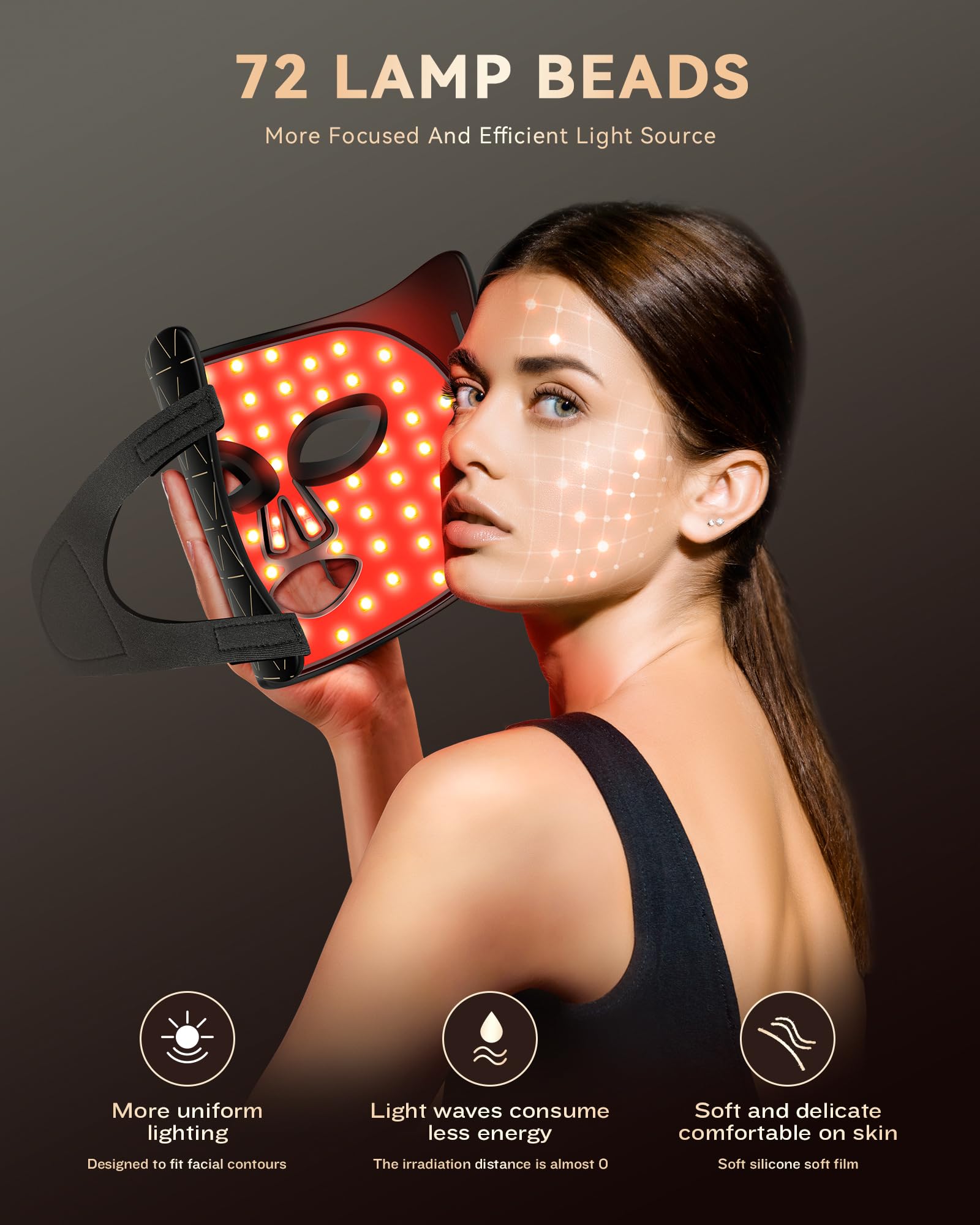 LED Light Therapy Mask for Face & Skin Care - 630nm & 830nm Red Light Therapy Device for Anti-Aging, Acne Treatment & Wrinkle Reduction - At-Home Beauty Machine (Luxury Black) - Perfect for Daily Skincare Routine & Spa-Like Treatment at Home