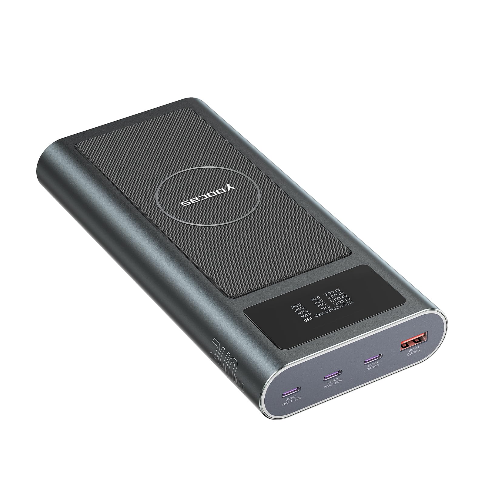 Yoocas PD 240W 25000mAh Power Bank with Smart Digital Display - High-Speed Portable Charger for iPhone, Samsung, MacBook, iPad, Switch, Laptops - 4 Ports USB-C/USB-A/Wireless Charging - Perfect for Travel, Camping, and Emergency Power Backup