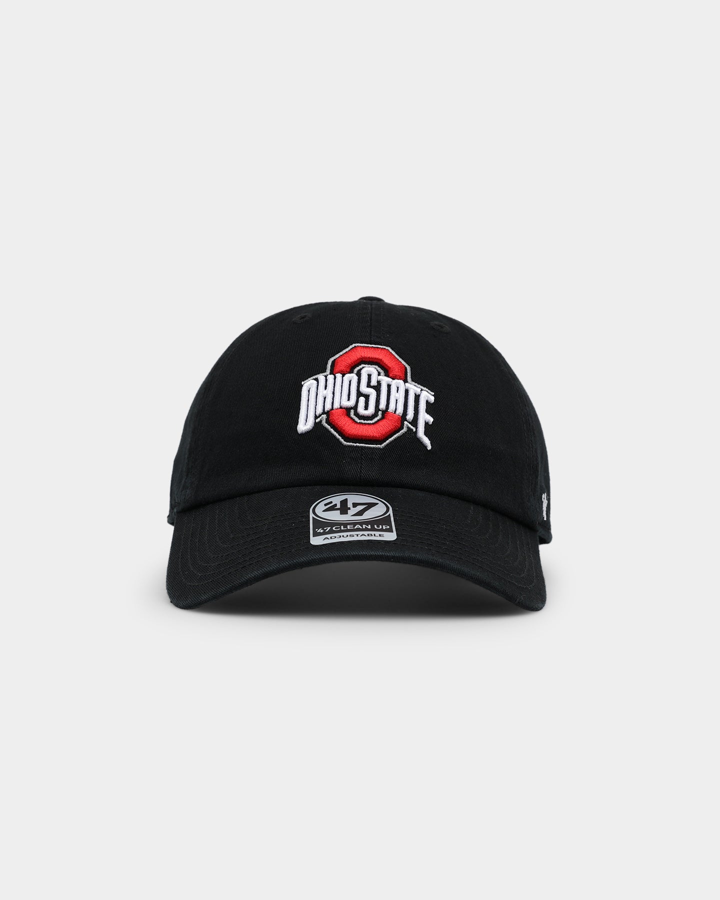 47 Brand Ohio State Buckeyes '47 Clean Up Adjustable Strapback Hat - Black NCAA College Baseball Cap for Men & Women - Perfect for Game Day, Tailgating and Casual Wear