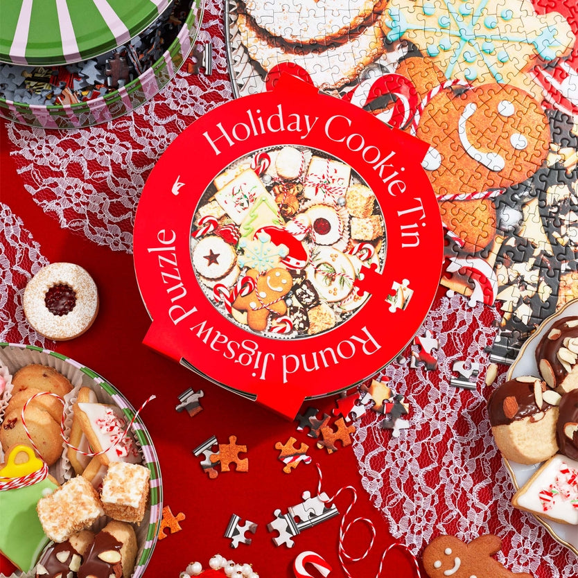 750 Piece Holiday Cookie Tin Jigsaw Puzzle - Fun Family Activity for Christmas & Winter Evenings
