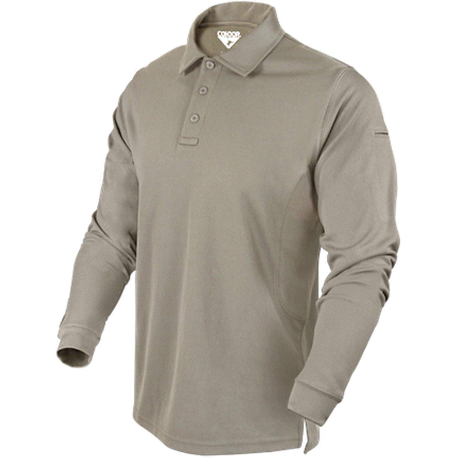 Condor Elite 101120-004 Performance Polo Shirt Long Sleeve - XXXL Size, Sand Color | Moisture-Wicking & Breathable for Golf, Tennis & Outdoor Sports