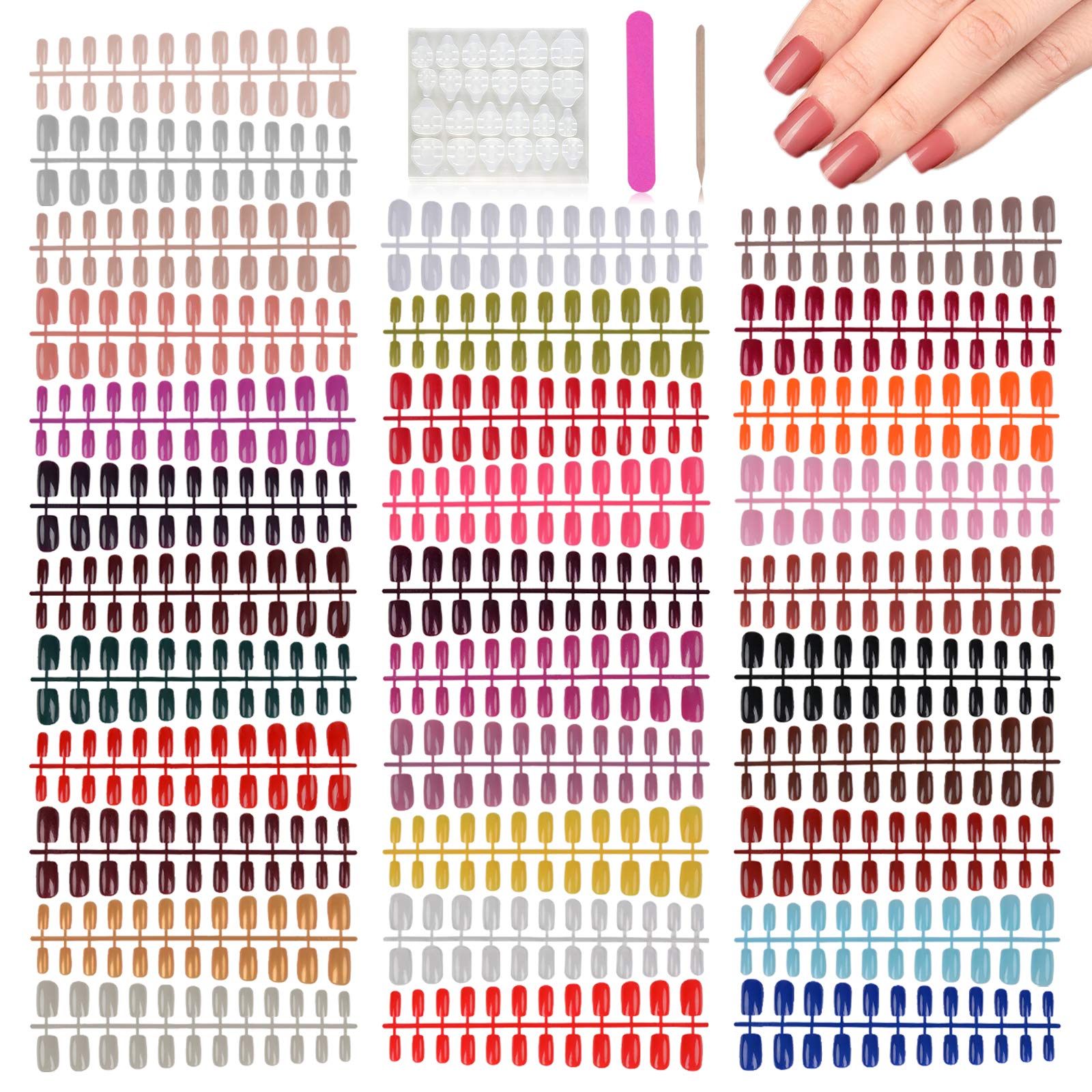 769PCS Medium Length Press on Nails - 32 Assorted Colors Short Square French False Nail Tips, Acrylic Fake Nails for Women & Girls | Perfect for Parties, Weddings, Daily Wear & Nail Art Designs