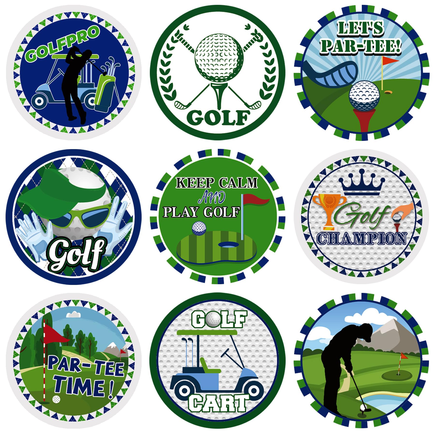20 Sheets Golf Sports Party Round Sticker Labels - 1.5 Inch Golf Decals for Envelopes, Decorations & Party Favors - Perfect for Golf Themed Events, Birthday Parties & DIY Craft Projects