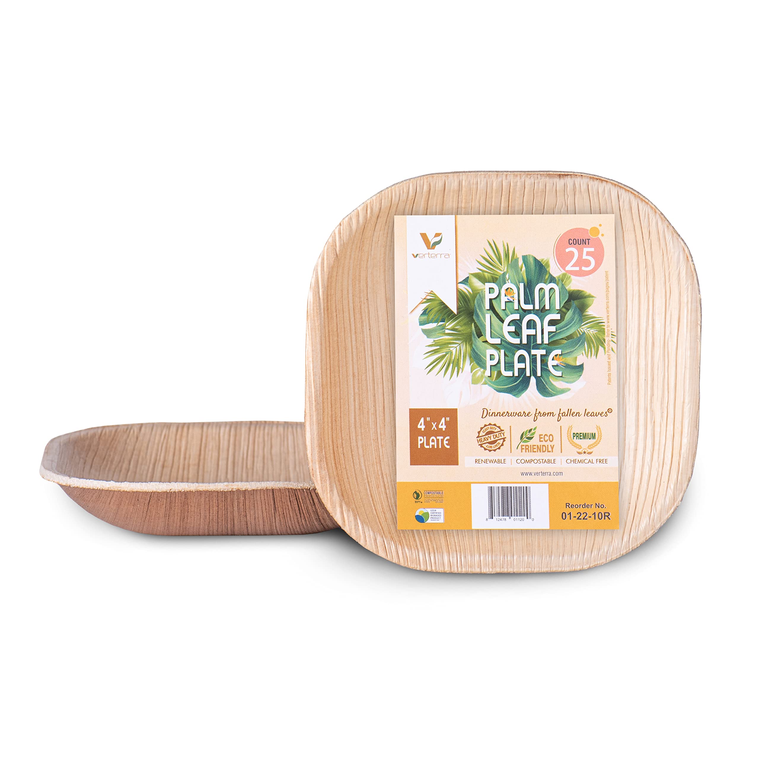Eco-Friendly 4-Inch Square Compostable Palm Leaf Plates - Heavy Duty Disposable Dinnerware for Weddings, Parties & Events (600 Pack) | Sustainable & Biodegradable Tableware for Outdoor Gatherings, Picnics & Catering