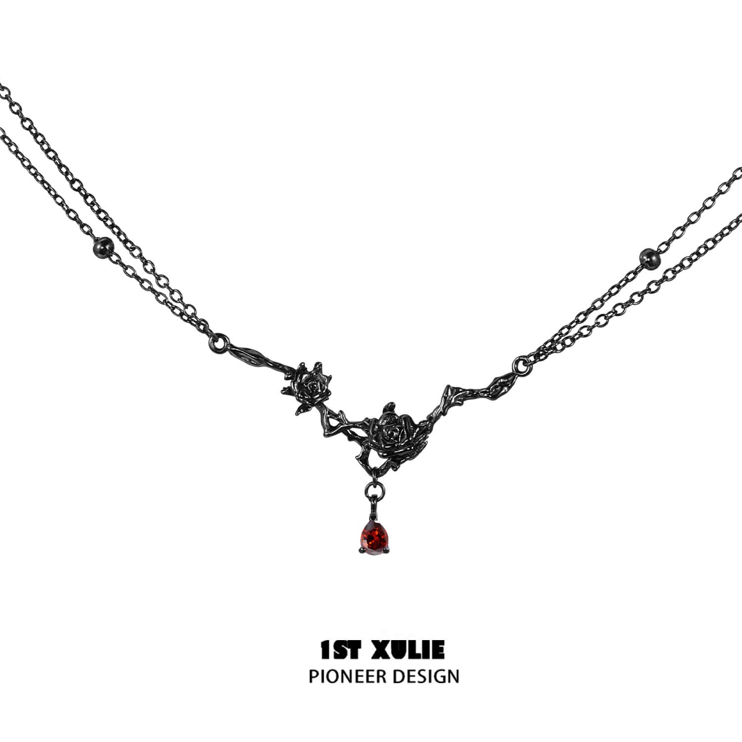 Taboo Rose S925 Sterling Silver Dark Rose Necklace for Women - Elegant Gothic Jewelry for Valentine's Day, Anniversary & Romantic Gifts