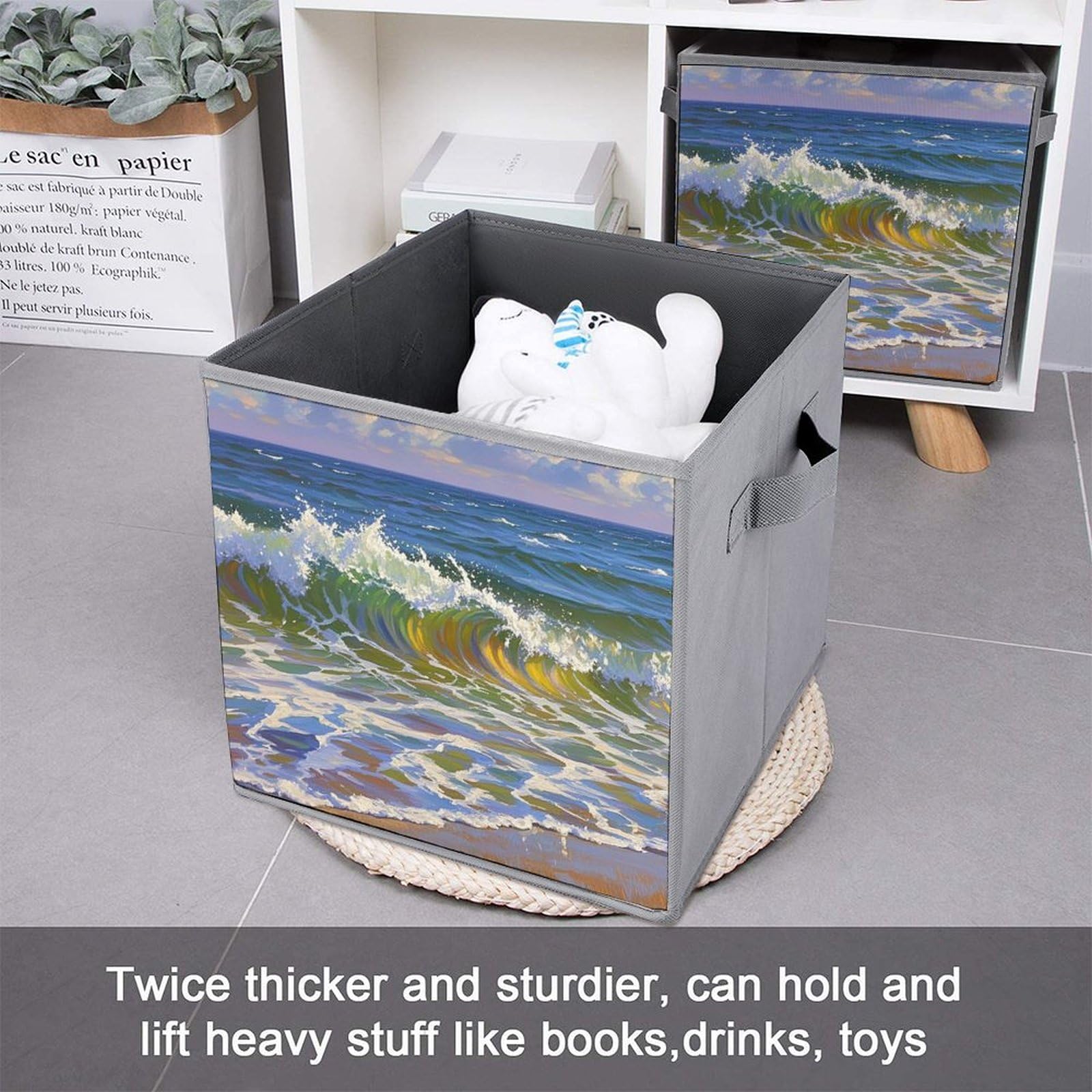 Foldable Storage Bins with Handles - Large Capacity Organizer for Playroom Office Home