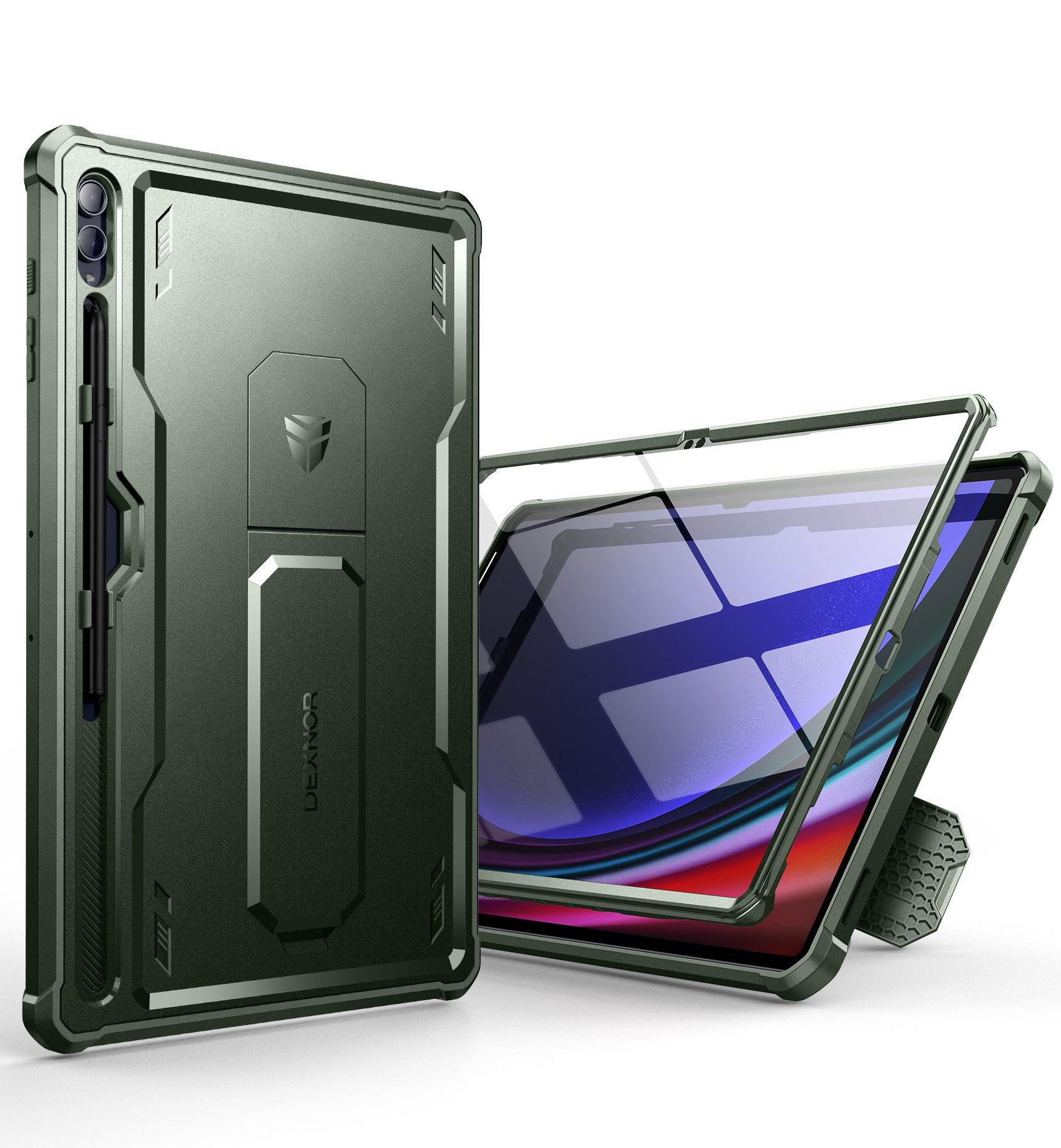 Dexnor Heavy Duty Shockproof Rugged Case for Samsung Galaxy Tab S9 Ultra with Screen Protector, Full Body Bumper, Kickstand & Pen Holder - Perfect for Outdoor, Travel, Work & Daily Protection