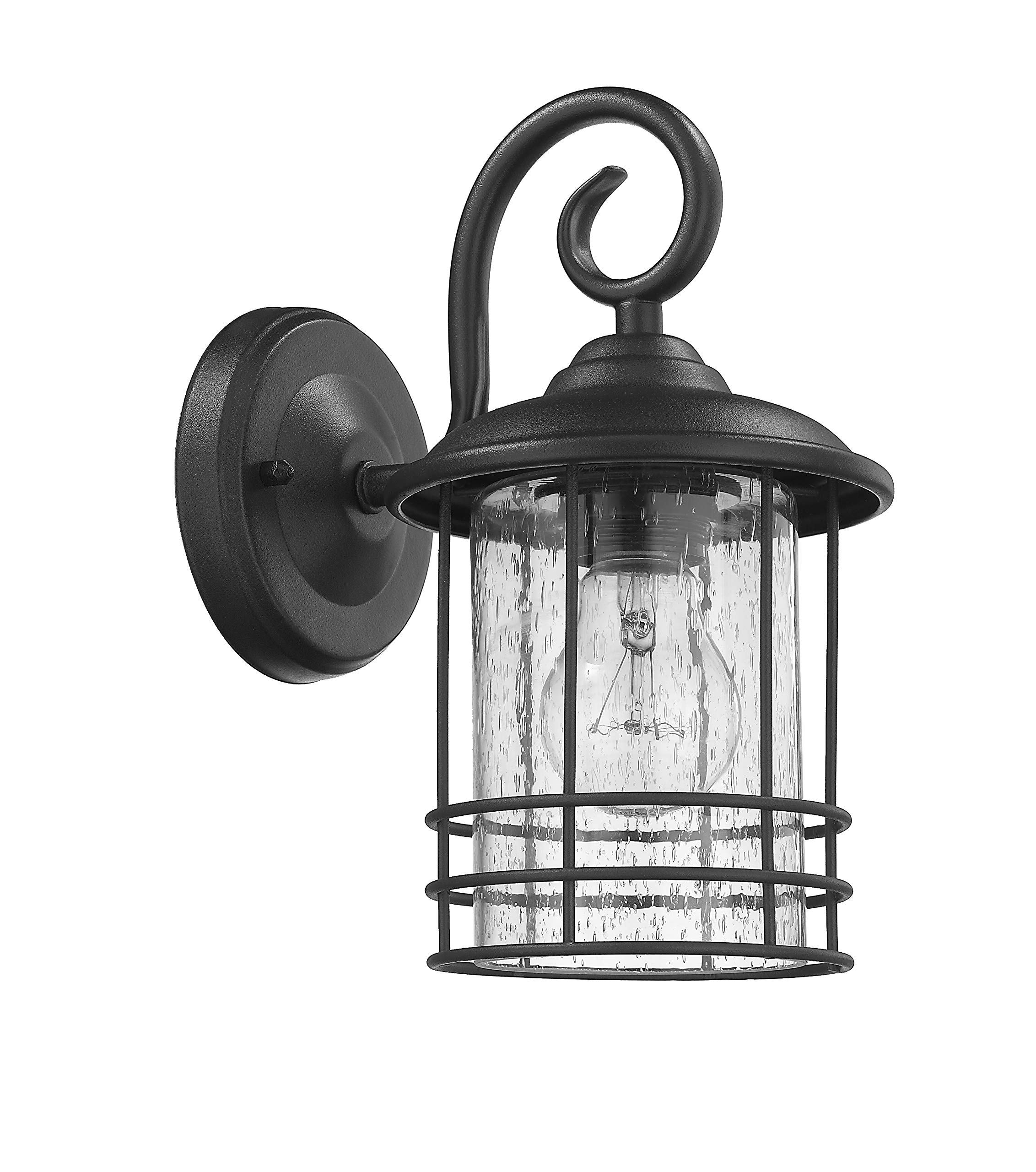 Black Transitional 1-Light Outdoor Wall Sconce Set of 2 - 10 Inch Height for Porch, Patio & Garden Lighting