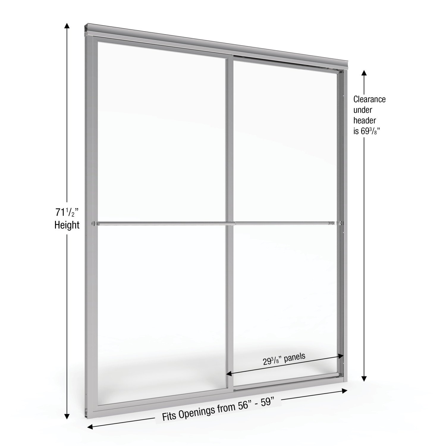 Basco Deluxe 57-59 Inch Sliding Shower Door - Clear Glass with Chrome Finish, 71.5