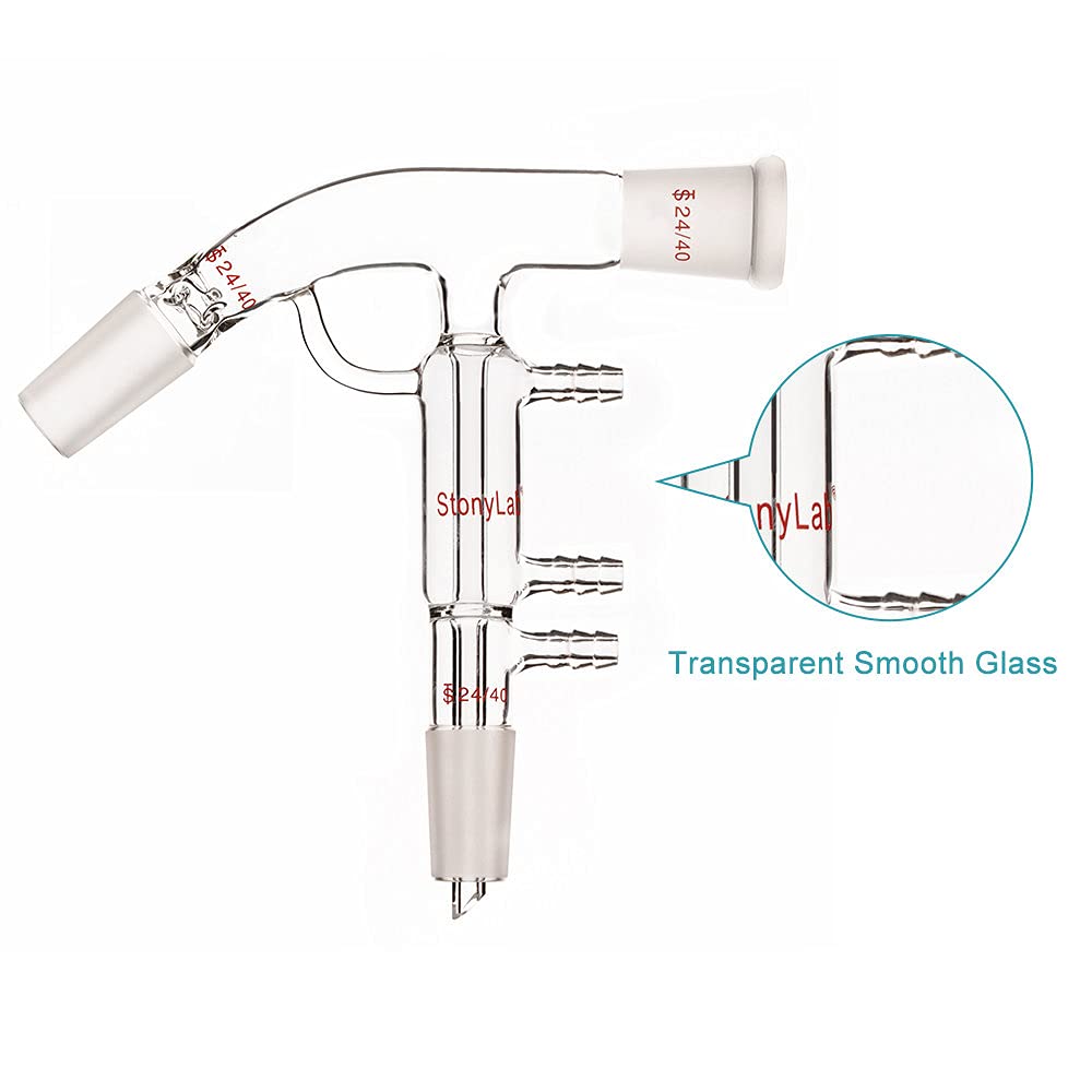 Stonylab Borosilicate Glass Short Path Distillation Kit - 24/40 Joints & Hose Connections - Lab Distilling Apparatus for Essential Oils, CBD Extraction & Chemistry Experiments - Perfect for Home Labs & Professional Research Facilities