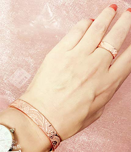 LONGRN Pure Copper Magnetic Therapy Ring & Adjustable Bracelet for Women - Relieve Pain, Improve Circulation - Perfect for Arthritis, Stress Relief & Daily Wellness