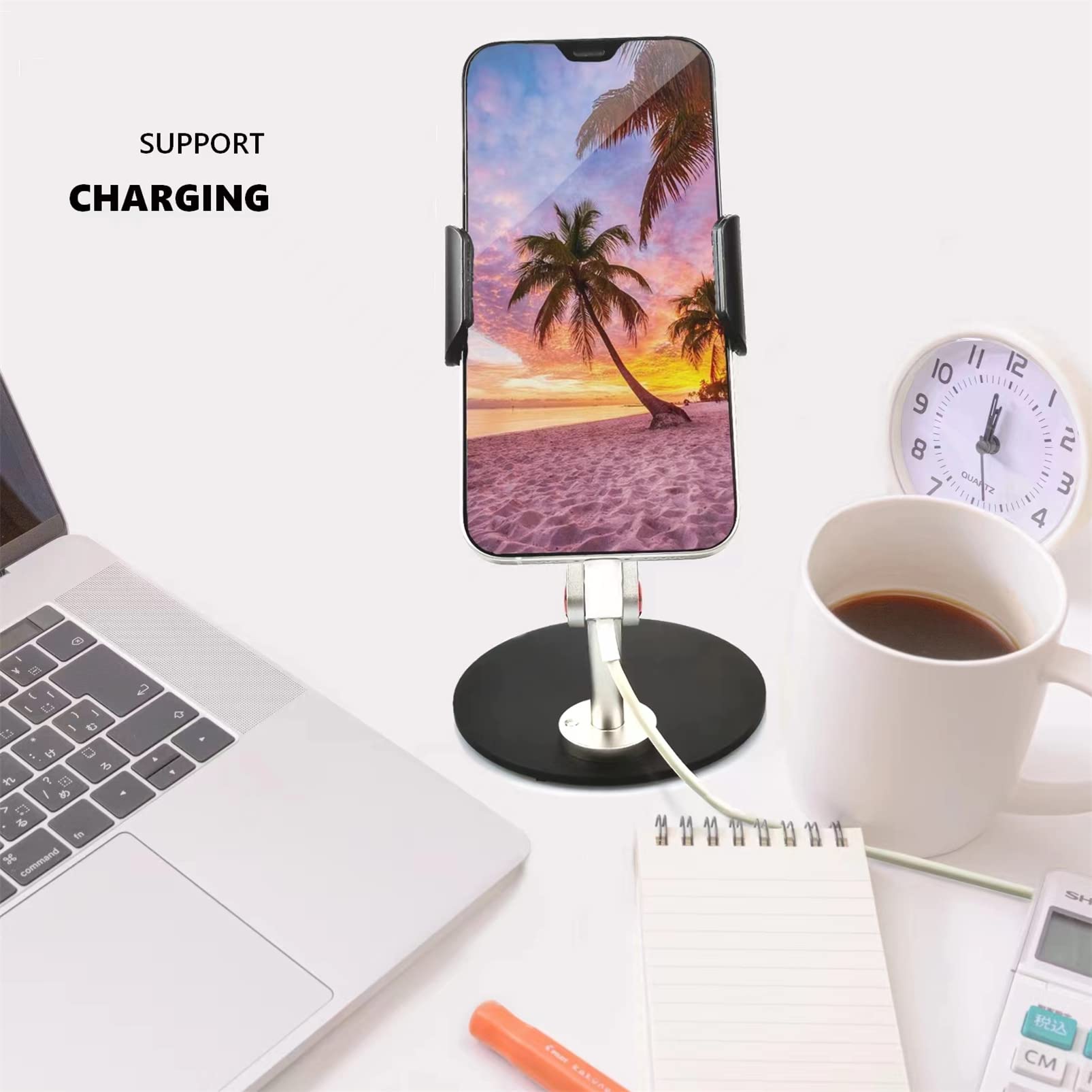 Adjustable Height & Angle Aluminum Alloy Phone Stand - Universal Desk Phone Holder for 4.5