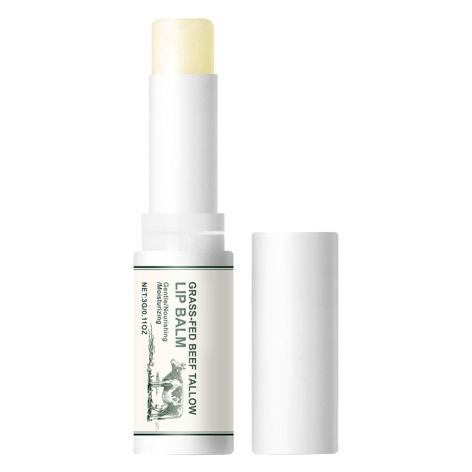 **Natural Tallow Lip Balm - Unscented Beef Tallow Moisturizer for Dry Lips, Hydrating & Nourishing - E L F Cosmetics (Beige, One Size) - Perfect for Winter Care & Daily Lip Hydration**