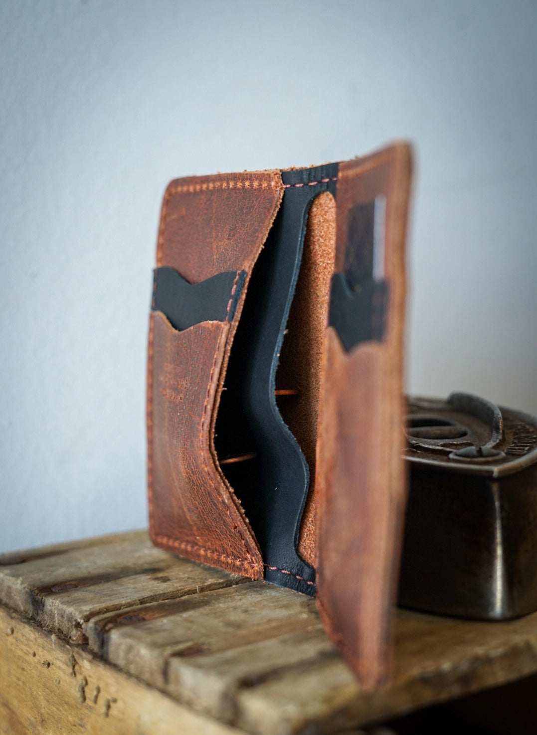 Mini Trucker Wallet (Kodiak Tan + Flat Black) - Slim RFID Blocking Bifold Wallet for Men - Perfect for Travel, Work & Everyday Carry