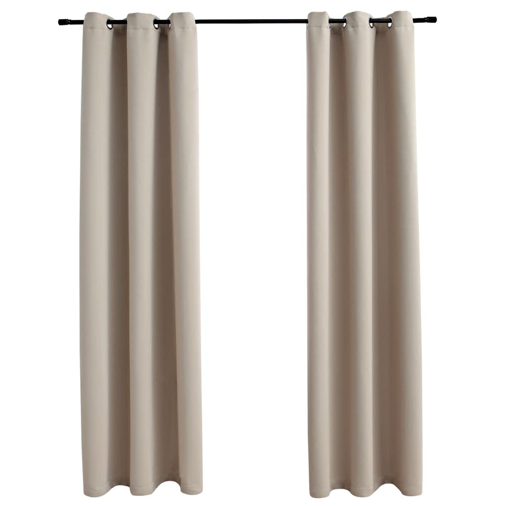 Blackout Thermal Insulated Curtains with Grommets - 2 Panels Beige 37x95 Inches - Soundproof Room Darkening Drapes for Living Room & Bedroom - Perfect for Home Theater, Nursery, and Shift Workers