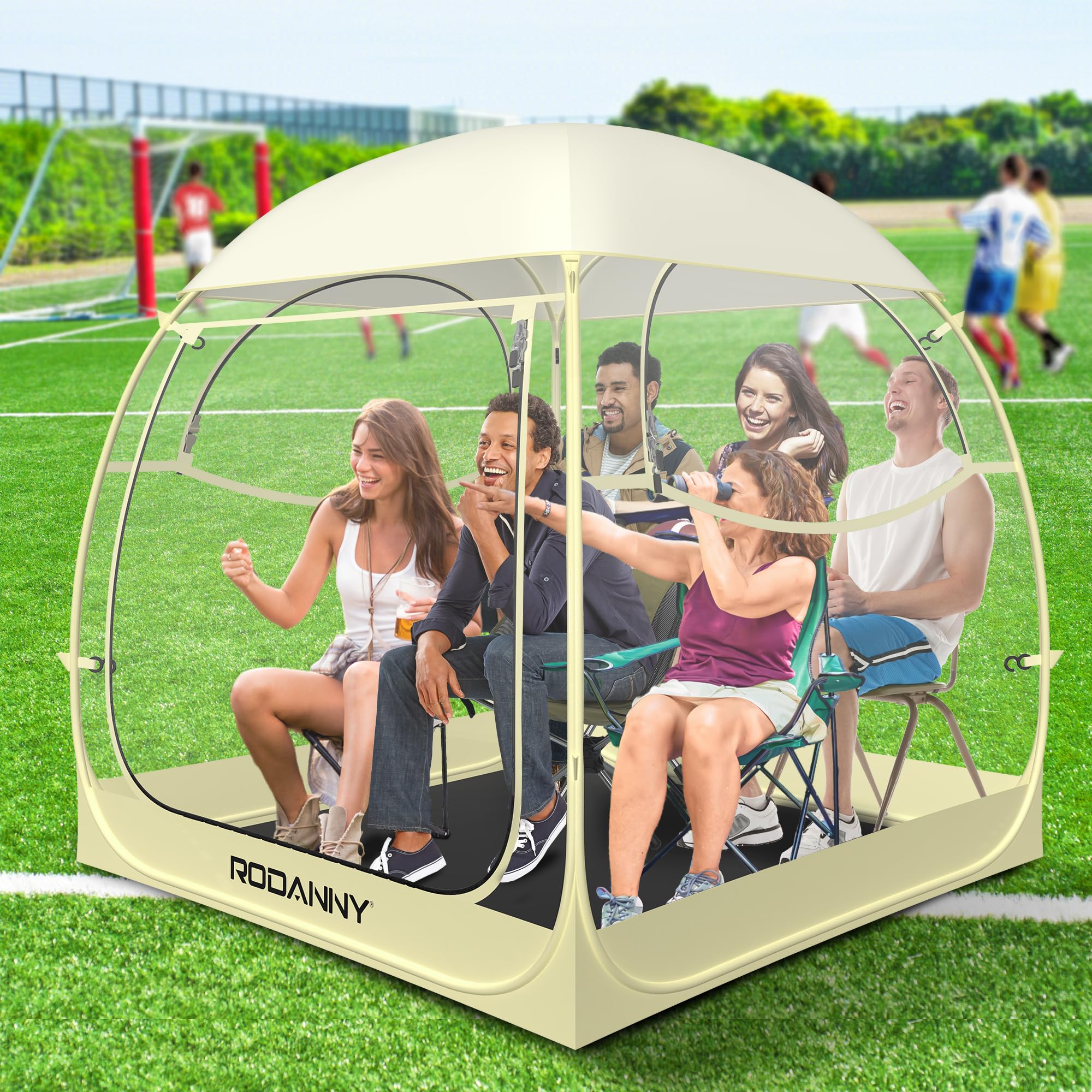 Instant Sports Tent - Waterproof Portable Shelter with Mesh Windows & Transparent Panels for Outdoor Events, Camping, Sports Viewing, Beach Picnics & Backyard Gatherings