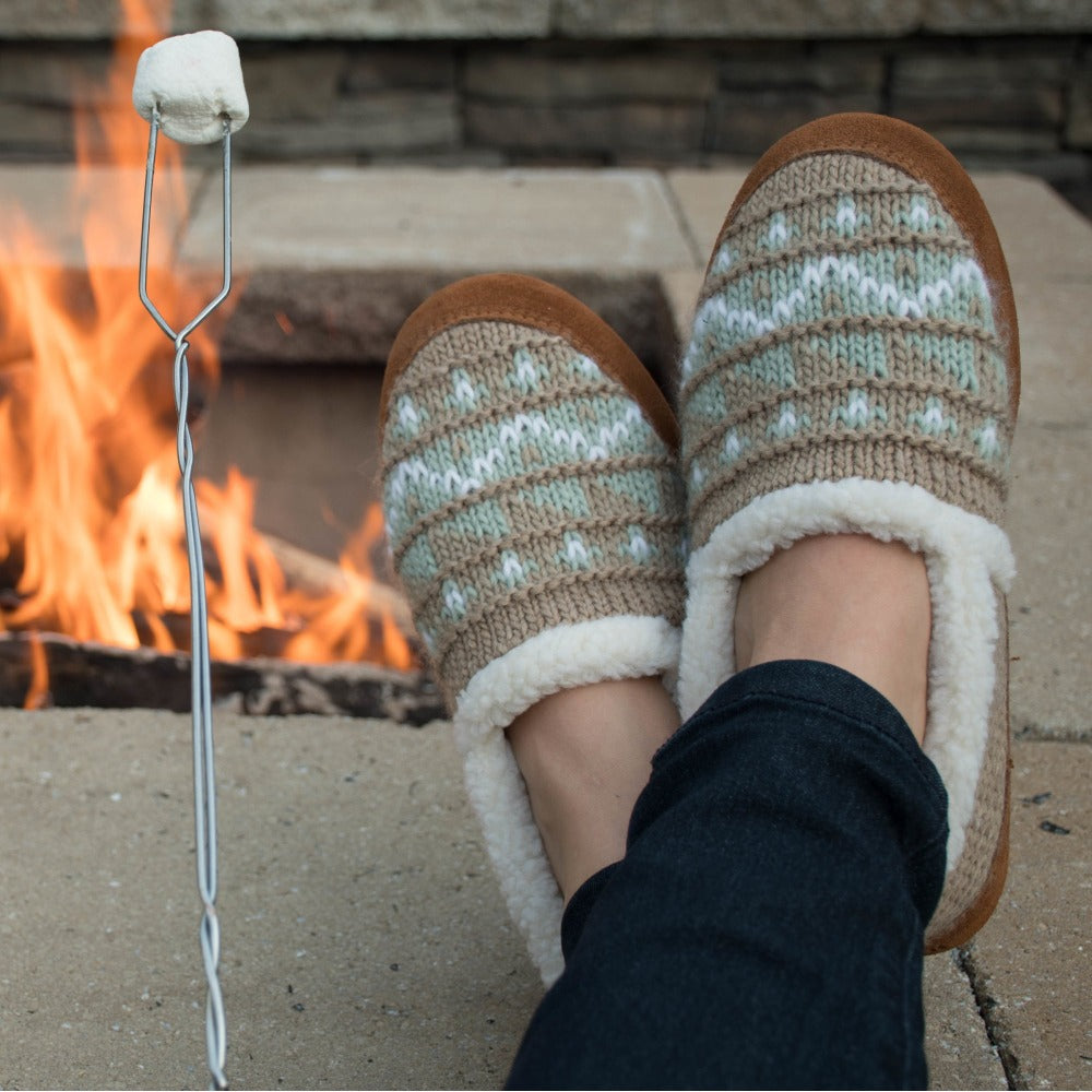 Women's Acorn® Nordic Moc Slippers with Indoor/Outdoor Sole - Cozy House Shoes for Winter, Home, Travel & Outdoor Use