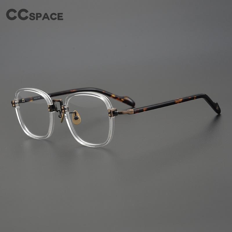 CCspace Unisex Full Rim Round & Square Acetate Titanium Eyeglasses Frame 53312 - Lightweight Durable Glasses for Work, Reading & Fashion