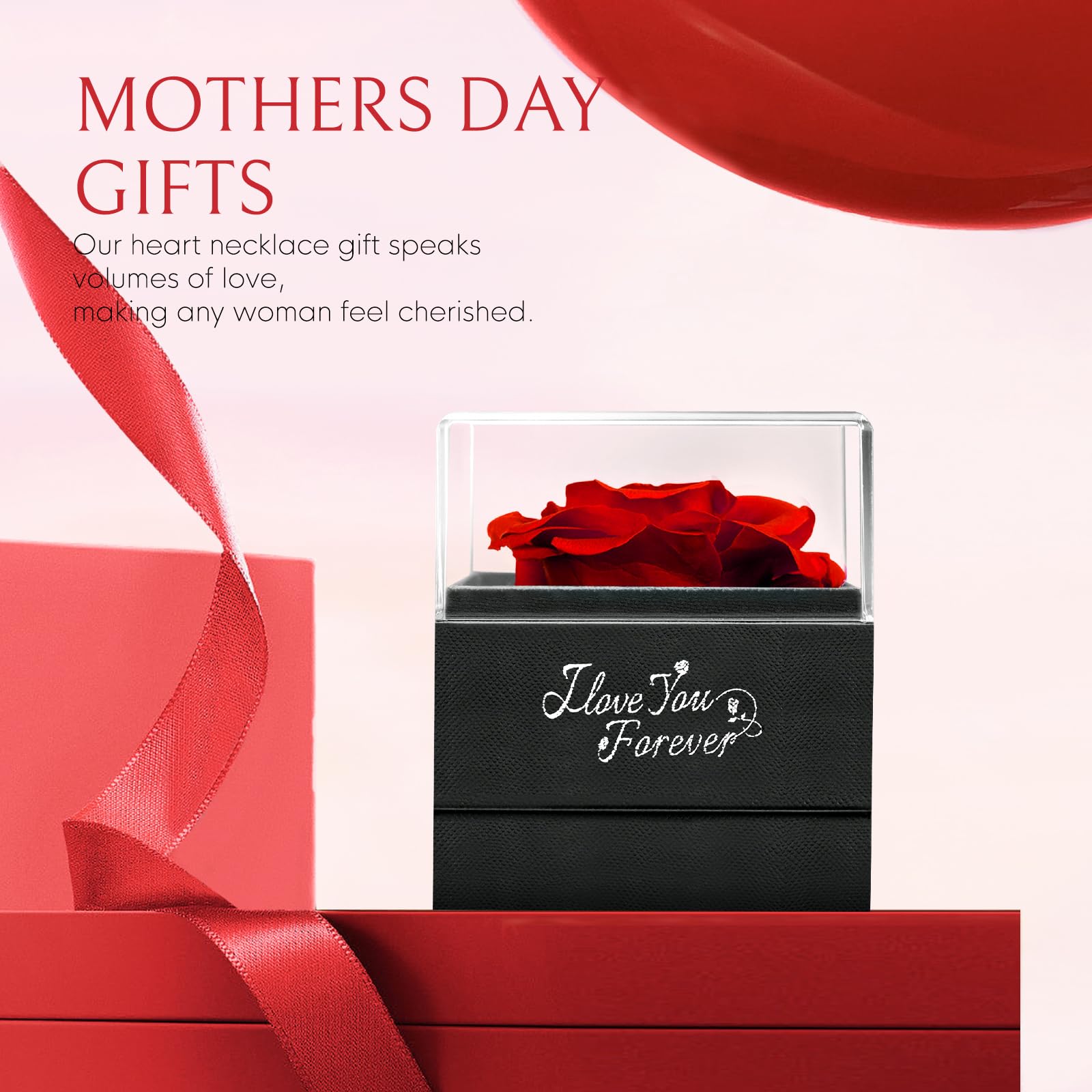 WILDLOVE Preserved Real Rose with 'I Love You' Necklace - Romantic Valentine's Day Gifts for Her, Wife, Girlfriend or Mom | Anniversary & Birthday Present for Women | Perfect for Date Nights, Proposals & Special Occasions