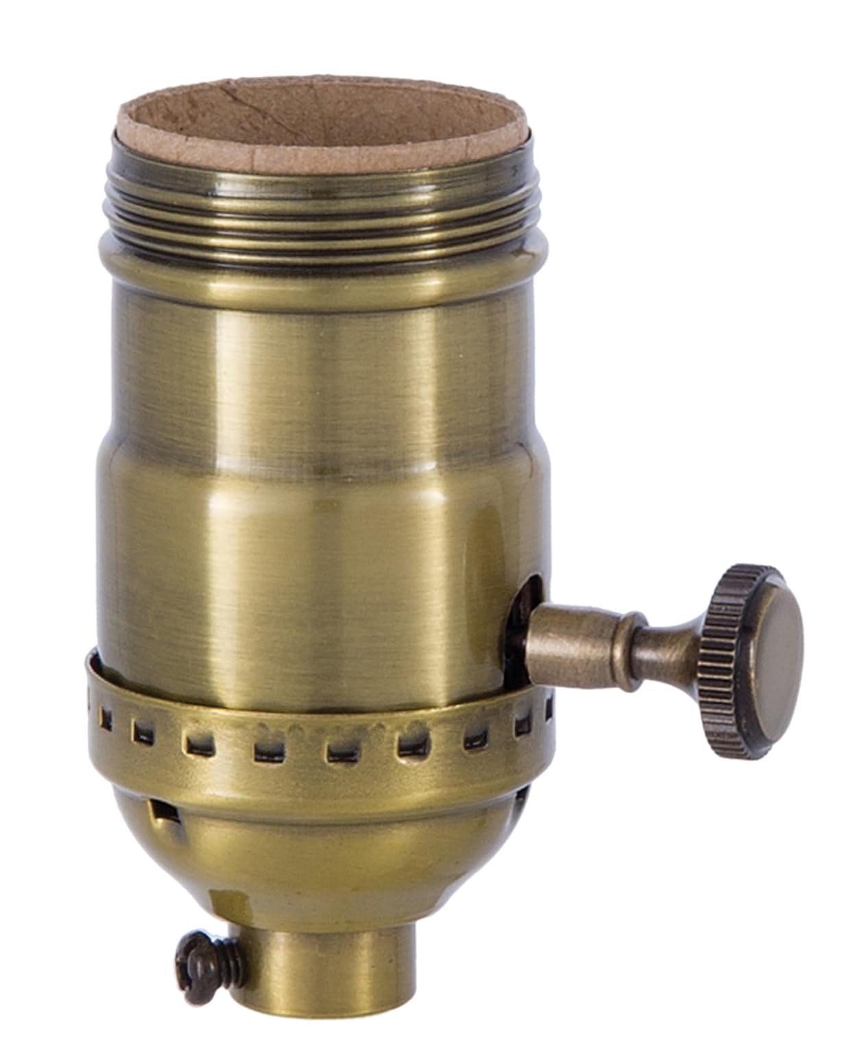 Vintage Style Brass Turn Knob Lamp Socket - Early Electric 3-Way Switch with Antique Brass Finish & Uno Thread Shell - Perfect for Table Lamps, Floor Lamps & DIY Lighting Projects