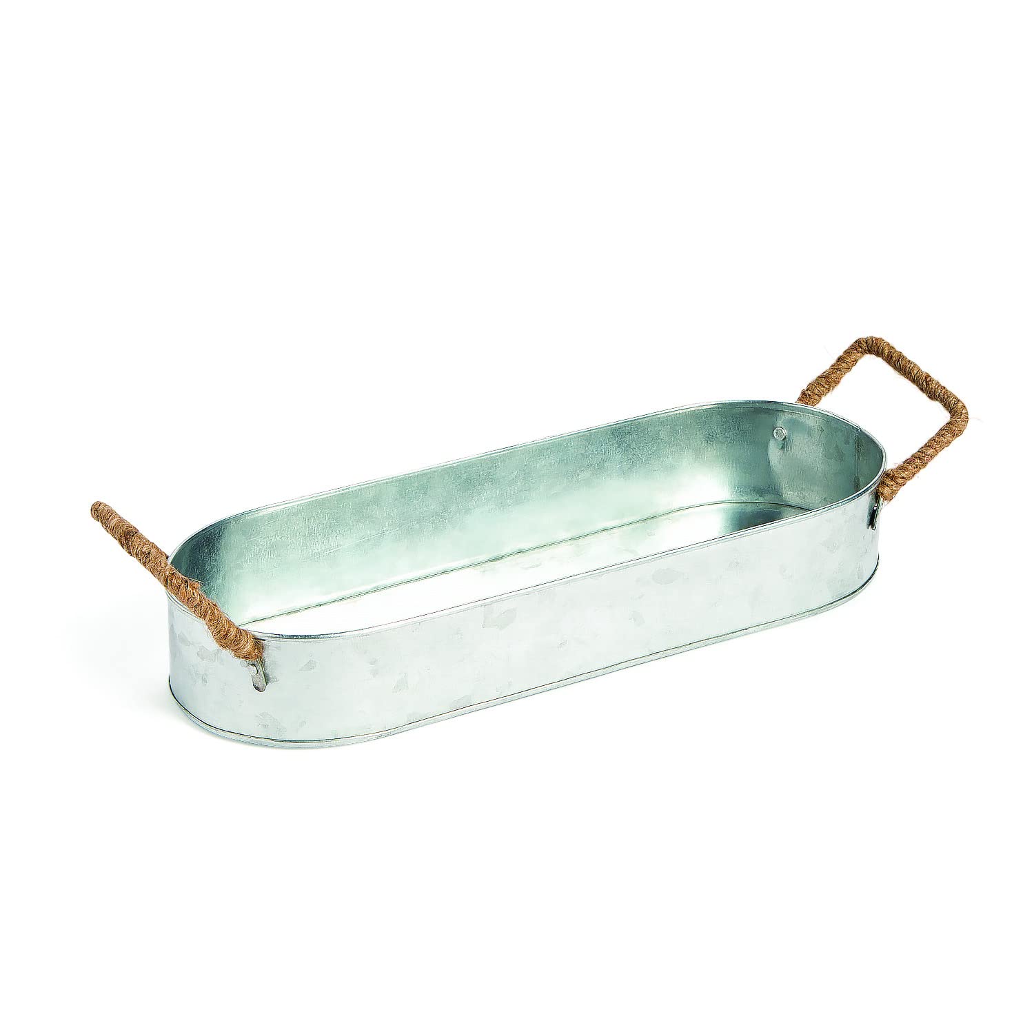 Galvanized Metal Tray with Handles for Kitchen & Serving