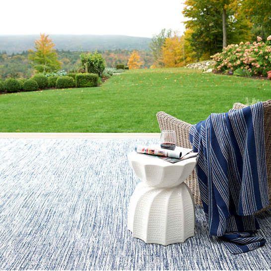 Dash & Albert Tideline Navy Indoor/Outdoor Rug - Water-Resistant & Durable Area Rug for Living Room, Patio, Deck - Perfect for High-Traffic Areas & Coastal Decor