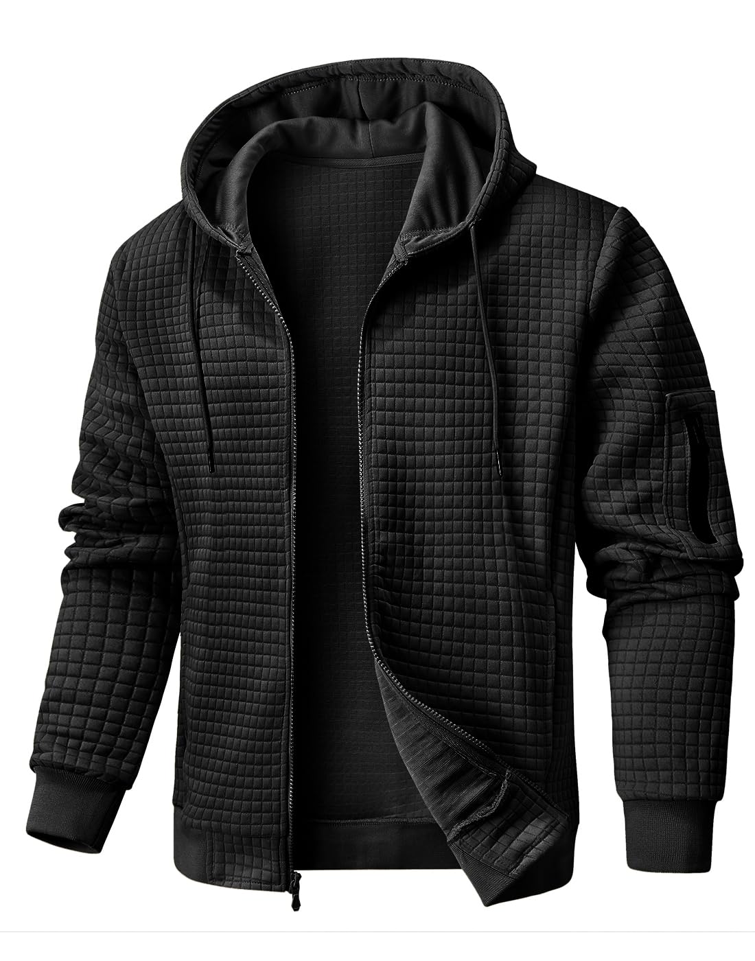 Men's Lightweight Zip-Up Hoodie - Full-Zip Sweatshirt with Loose Fit & Hood - Casual Wear, Gym, Outdoor Activities