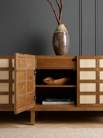 Stylish Georgetown Four Door Sideboard - Solid Wood Buffet Cabinet with Ample Storage for Dining Room, Living Room & Entryway