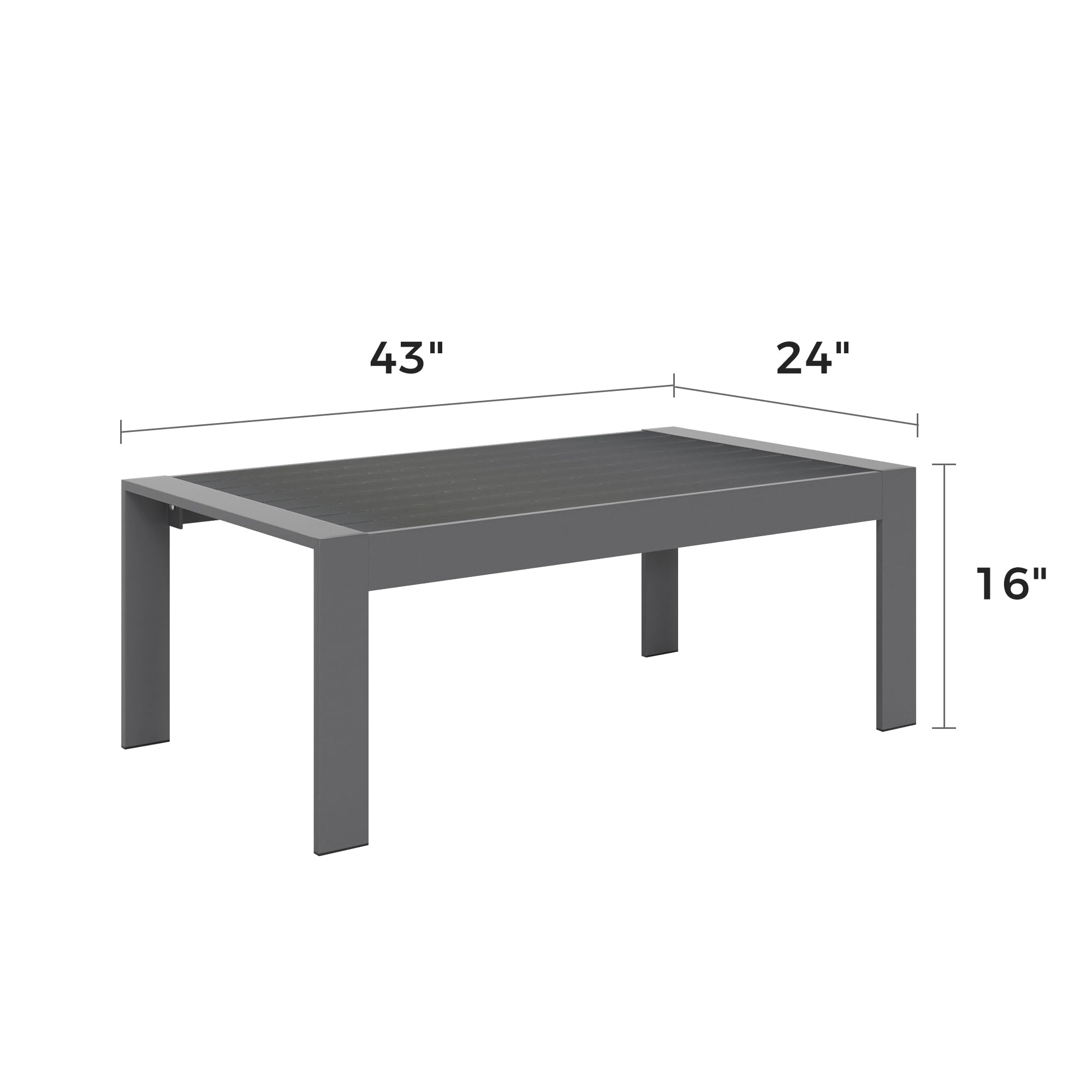 Solaste Aluminum Outdoor Coffee Table - All-Weather Rectangle Metal Patio Table for Balcony, Garden, Indoor & Outdoor Use - Durable Dark Grey Furniture - Perfect for Backyard, Poolside & Deck Relaxation