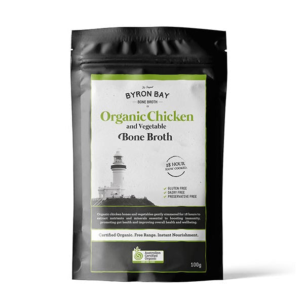 Organic Chicken & Vegetable Bone Broth Powder by Byron Bay | Collagen-Rich, Keto & Paleo Friendly | Perfect for Soups, Stews & Gut Health Support