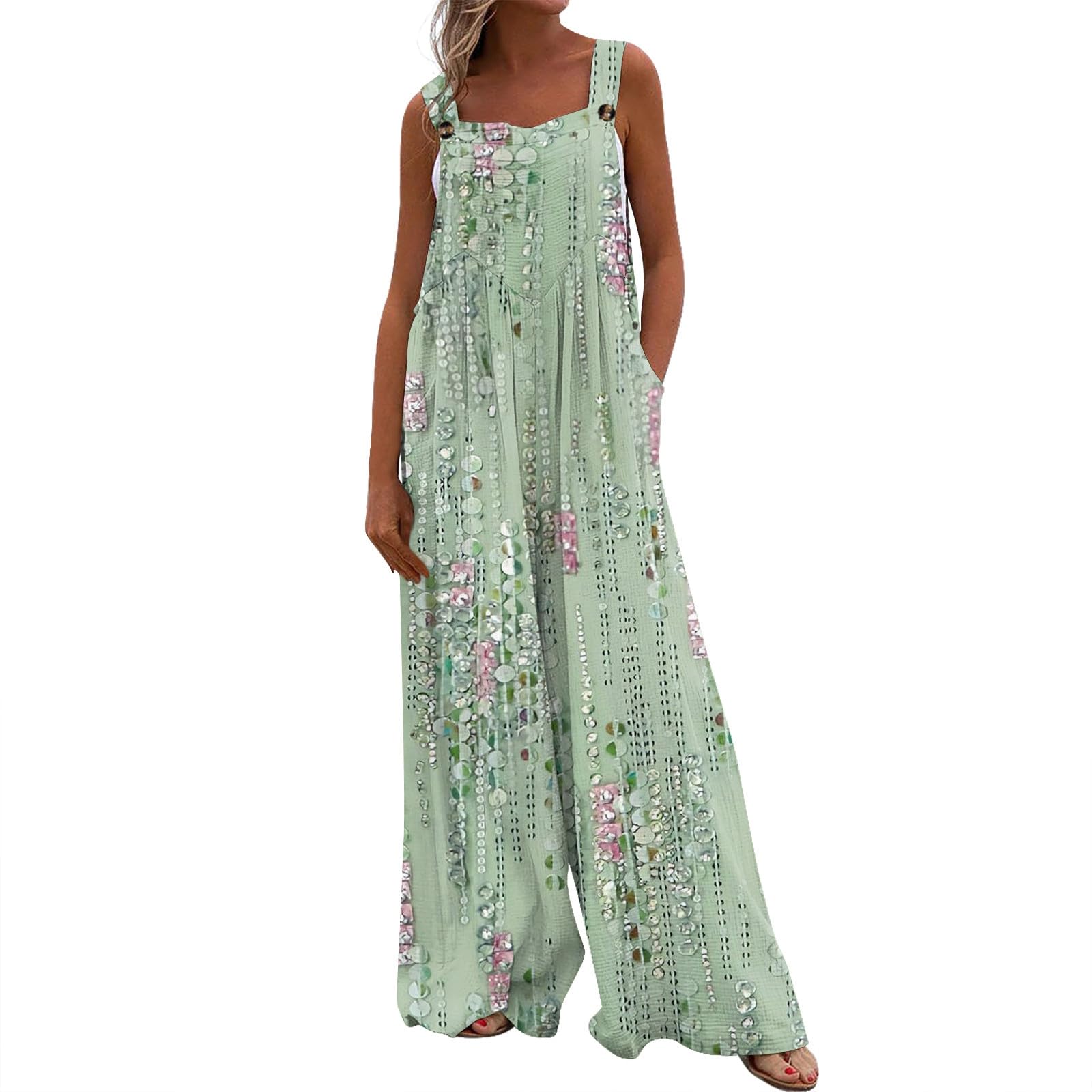 Women's Button Front Overalls - Loose Fit Denim Jumpsuit with V-Neck & Pockets | Casual Fall/Winter Outfits for Work, Travel & Everyday Wear