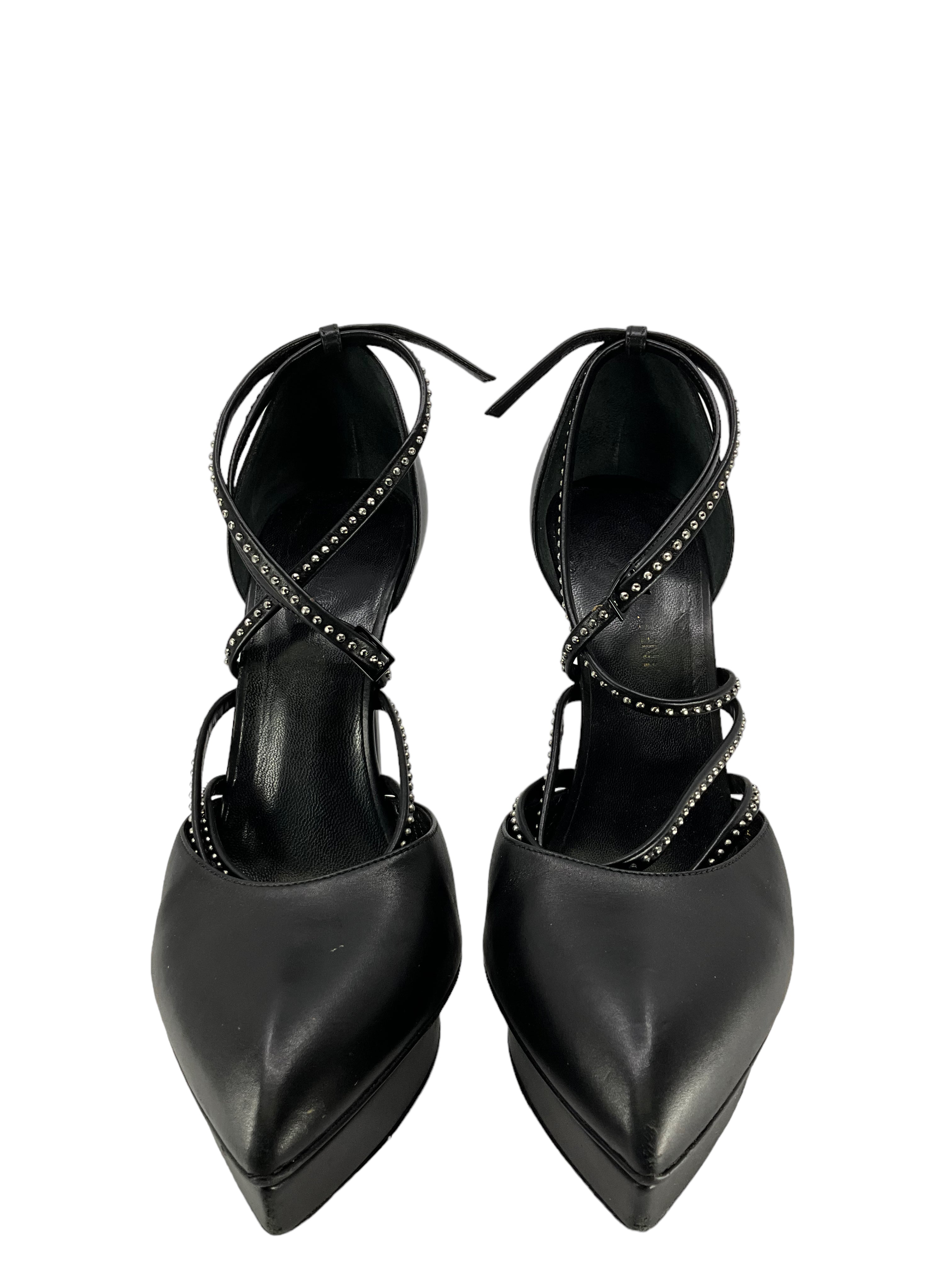 Saint Laurent Calfskin Studded Janis Pumps - Women's Size 7 Luxury Heels for Parties, Weddings & Evening Events
