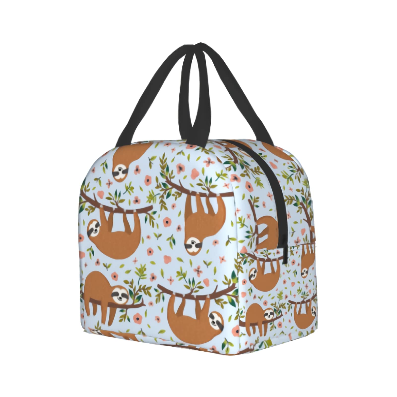 Insulated Sloth Lunch Box for Kids & Teens - Cute Cartoon Animal Design with Flowers & Trees, Bento Tote Bag for School, Work, Travel | Perfect for Women, Men & Back to School Supplies