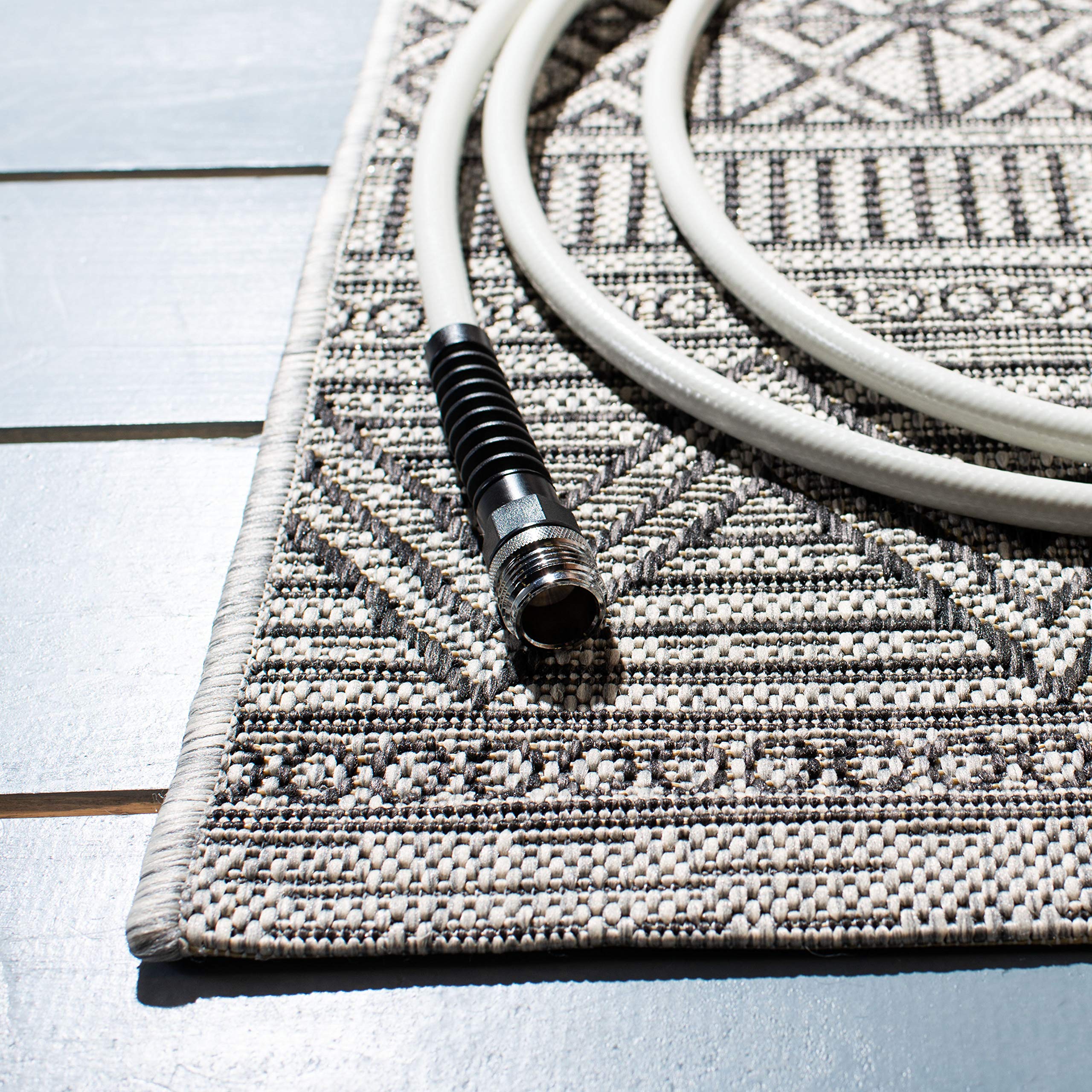 SAFAVIEH Courtyard Collection 8' x 10' Black & Grey Area Rug CY8196 - Waterproof Indoor/Outdoor Rug for Patio, Backyard, Mudroom - Easy to Clean & Maintain for High Traffic Areas
