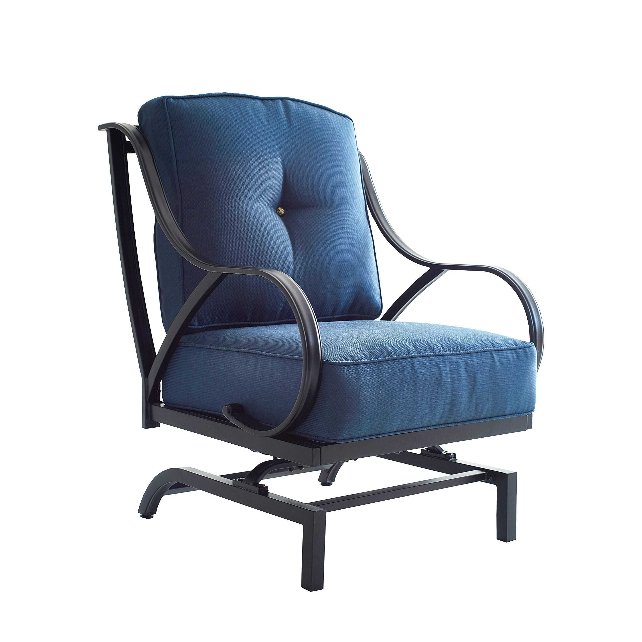 Rocking Motion Patio Chair - Outdoor Deep Seating Club Chair with Soft Cushions & Sturdy Metal Frame - Blue Garden Furniture for Yard, Lawn, Poolside Relaxation (1PC) - Perfect for Lounging, Sunbathing, and Outdoor Entertaining