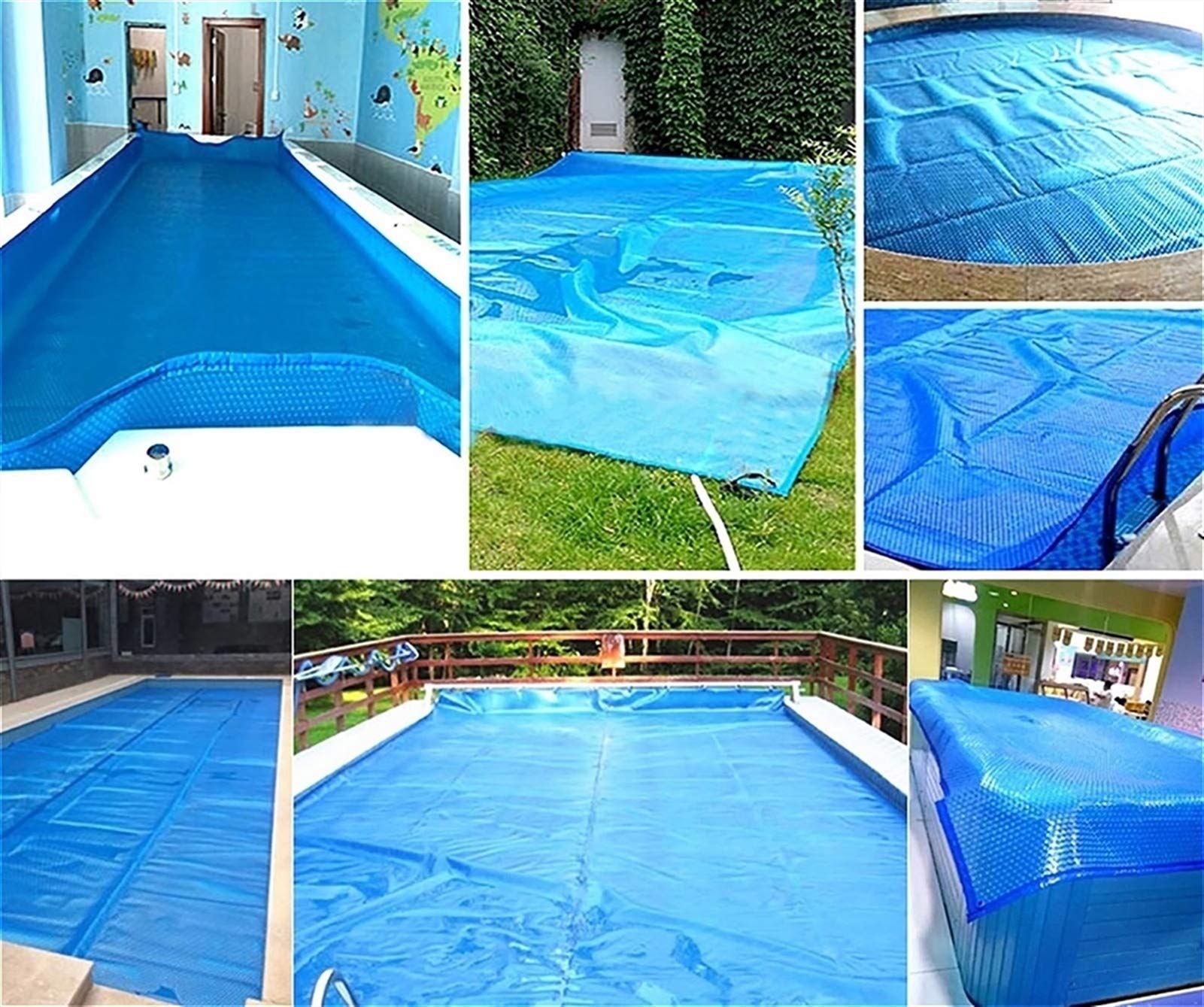 Heavy-Duty 400G/M² Solar Thermal Pool Cover - Rectangle Blue Tarpaulin for Above Ground & Frame Swimming Pools (4m x 4m/13ft×13ft) - Summer Protection & Heat Retention Solution