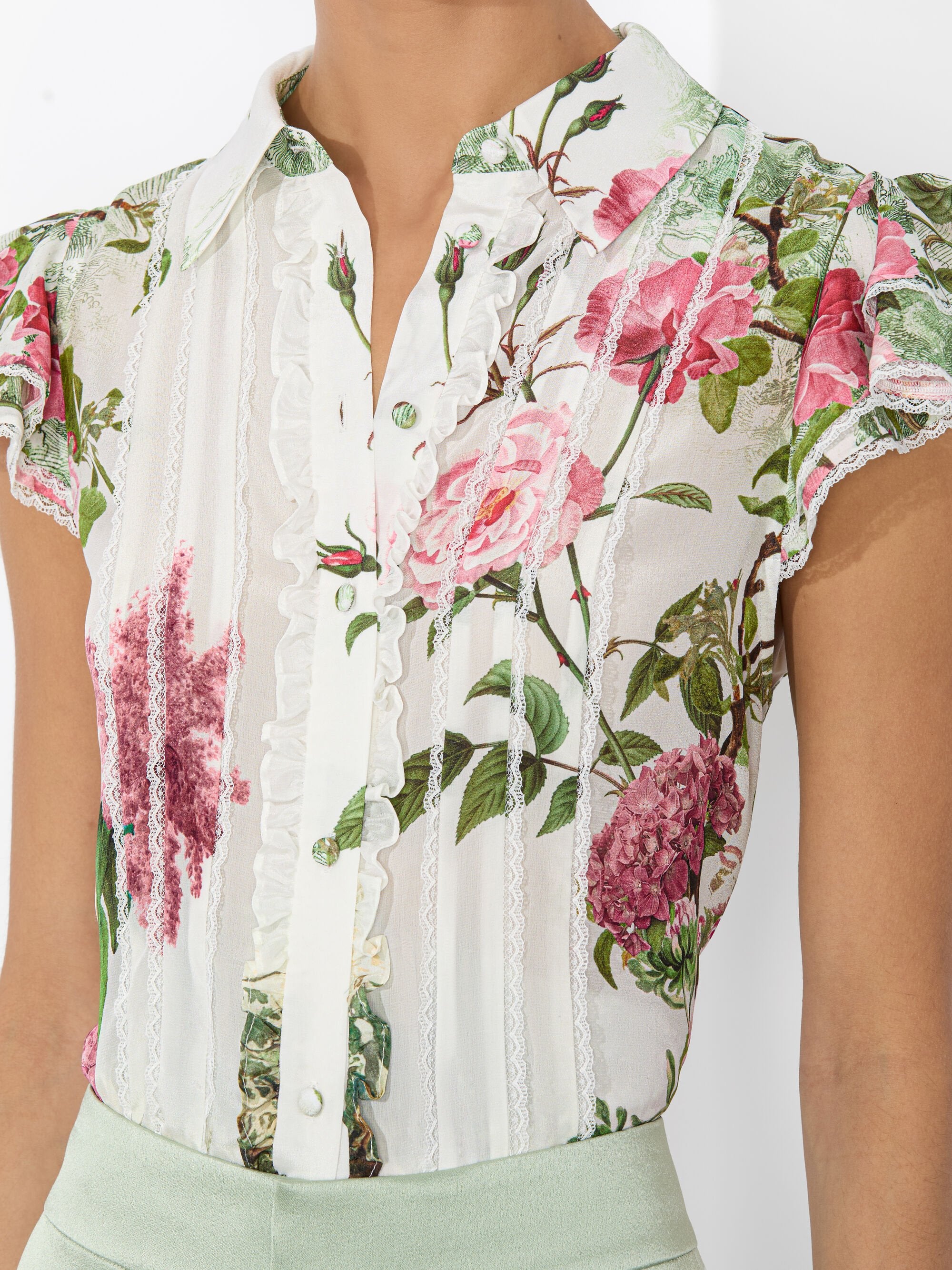 Alice & Olivia Minda Blouse - Women's Floral Print Silk Blouse for Work & Party | Elegant Office Wear & Evening Outfits