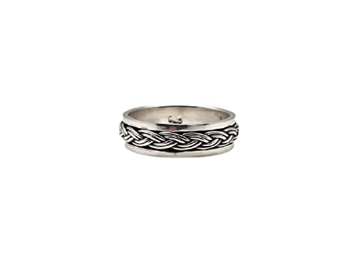 925 Sterling Silver Oxidized Braided Spinner Ring – Handcrafted Double Braid Spin Ring for Women, Stress Relief Fidget Jewelry, Unique Gift for Her – Perfect for Everyday Wear, Anxiety Relief & Stylish Accessories