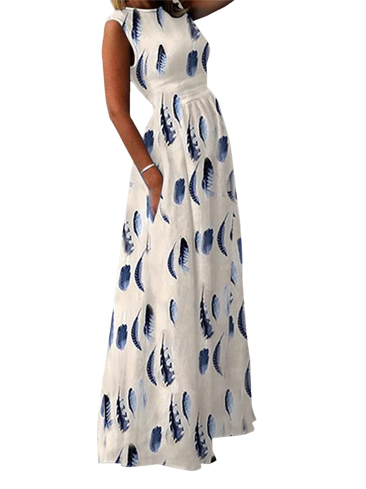 VONDA Women's Bohemian Printed Party Dress - High Waist Maxi Swing Dress with Half Sleeves for Summer | Perfect for Beach Vacations, Music Festivals & Date Nights